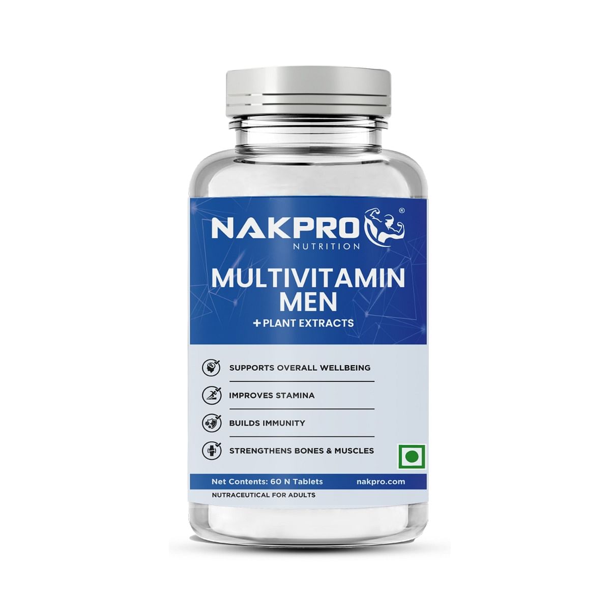 NAKPRO Multivitamin Tablet for Men, 60 Veg Tablets | Multi Vitamins & Minerals with Biotin, Calcium, Zinc, Magnesium | Enhances Energy & Health
NAKPRO Multivitamin Tablet for Men, 60 Veg Tablets | Multi Vitamins & Minerals with Biotin, Calcium, Zinc, Magnesium | Enhances Energy & Health