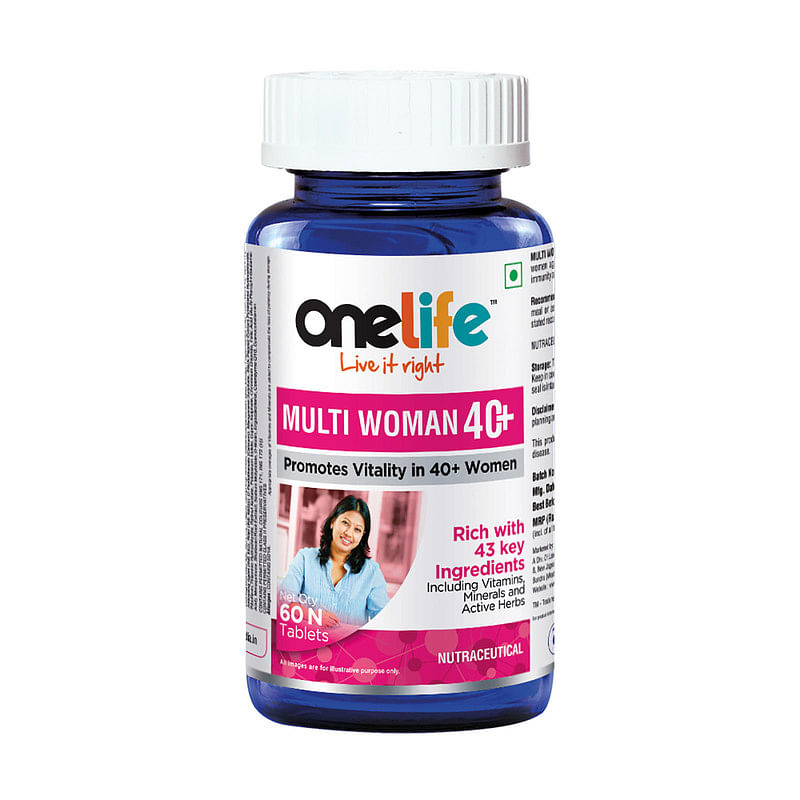 Onelife Multi Woman 40+ : Multivitamin For Woman, Rich with 41 key Vitamins, Minerals, Omega 3 fats & Active Herbs,60 Tablets (PAck Of 1)
Onelife Multi Woman 40+ : Multivitamin For Woman, Rich with 41 key Vitamins, Minerals, Omega 3 fats & Active Herbs,60 Tablets (PAck Of 1)