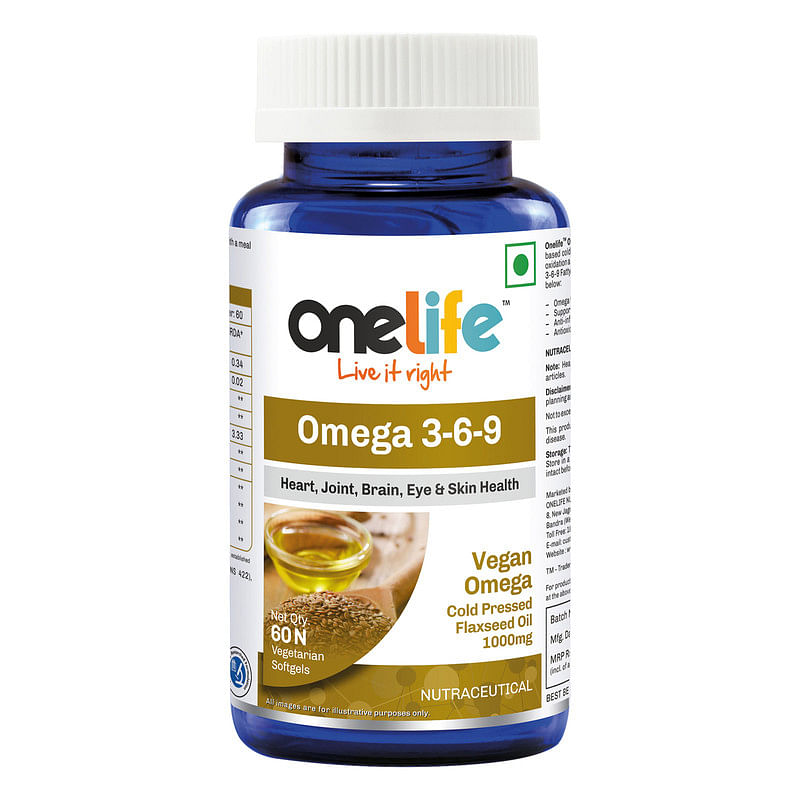 Onelife Omega 3-6-9, Vegan Omega Cold Pressed Organic Flaxseed Oil 1000 mg Support Cardiovascular, Joint, Brain, Eye & Skin, Cholesterol Free - Veg...
Onelife Omega 3-6-9, Vegan Omega Cold Pressed Organic Flaxseed Oil 1000 mg Support Cardiovascular, Joint, Brain, Eye & Skin, Cholesterol Free - Veg...
