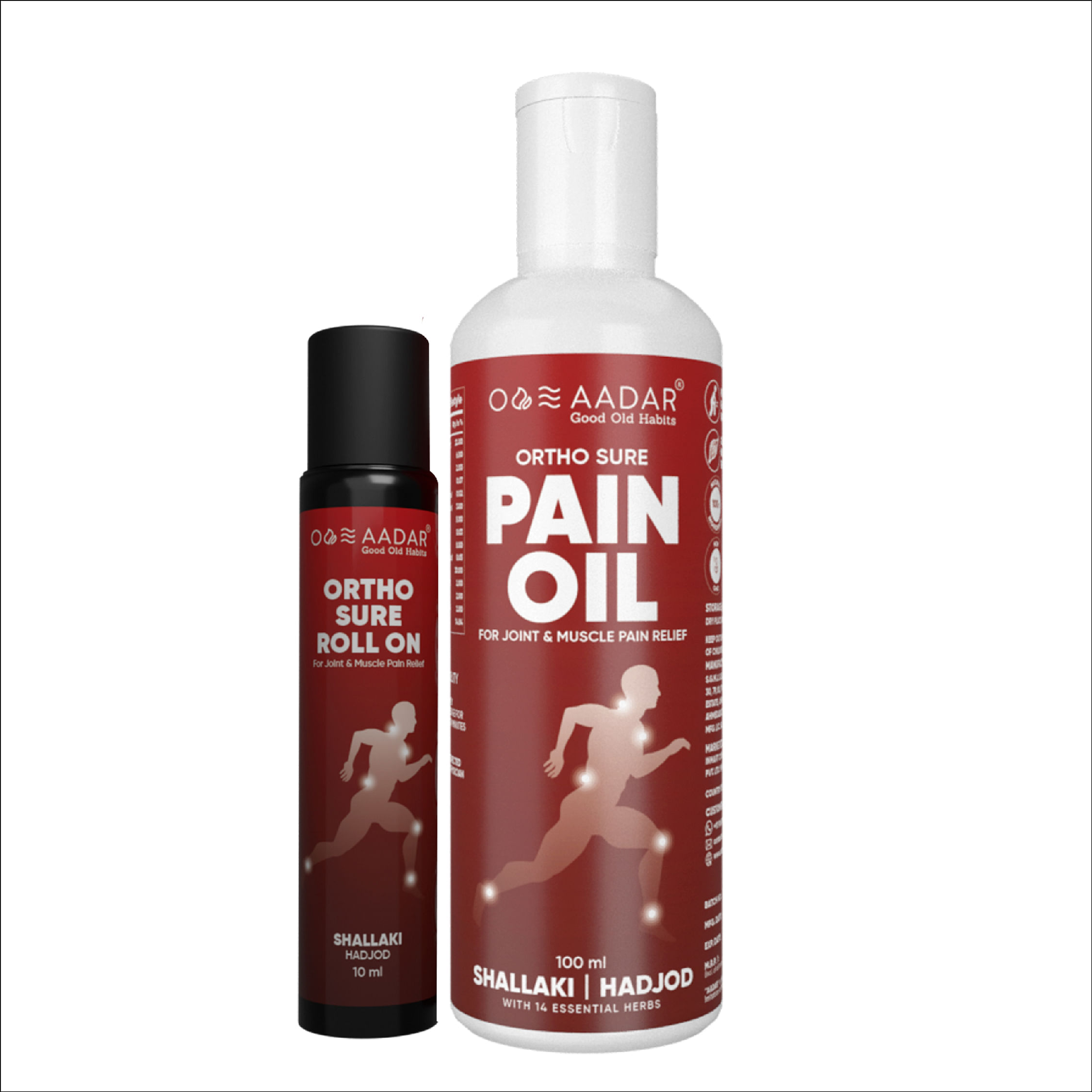 AADAR Ayurvedic ORTHO SURE Roll On and Oil Combo pack Pain Relief for Knee, Back, Joints and Muscle Roll on (10 ml) & Oil (100 ml)
AADAR Ayurvedic ORTHO SURE Roll On and Oil Combo pack Pain Relief for Knee, Back, Joints and Muscle Roll on (10 ml) & Oil (100 ml)