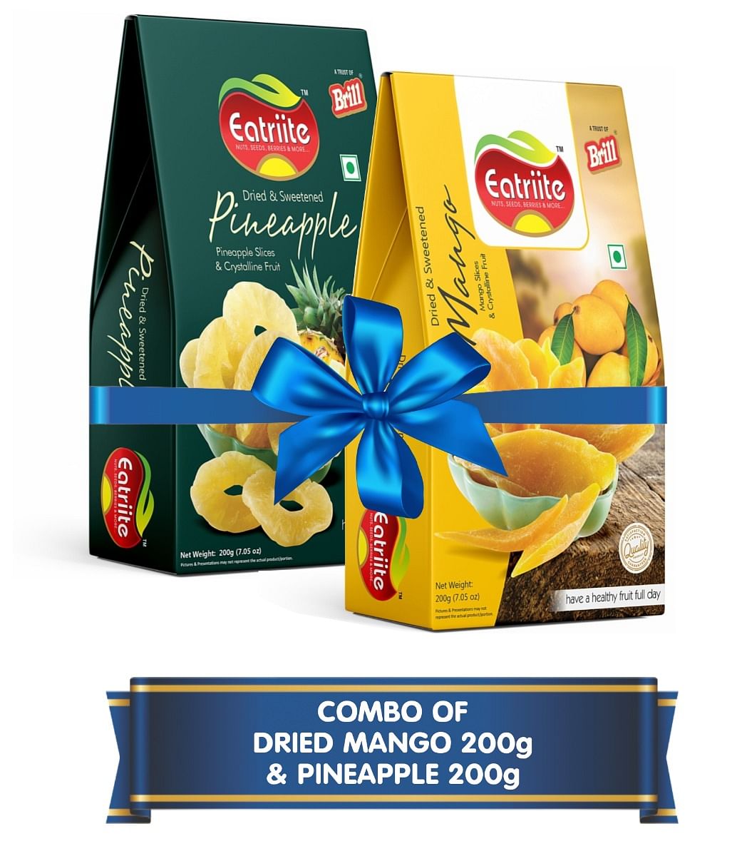 Eatriite Dried Sweetened Mango & Dried Sweetened Pineapple Combo 400g (200g x 2) | Wholesome & Vitamin Rich Healthy Snack | No Artificial Colors, G...
Eatriite Dried Sweetened Mango & Dried Sweetened Pineapple Combo 400g (200g x 2) | Wholesome & Vitamin Rich Healthy Snack | No Artificial Colors, G...