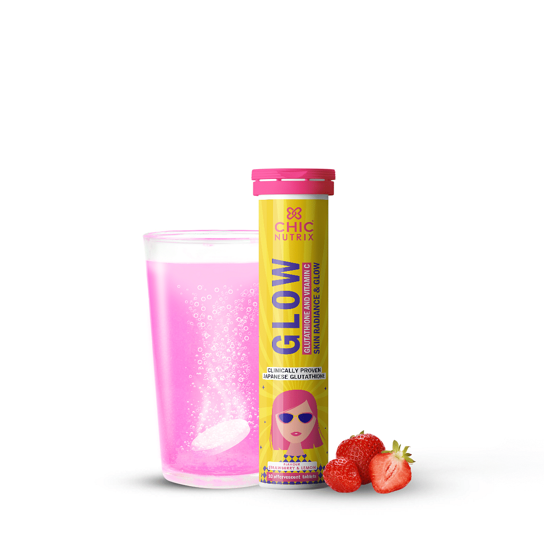 Chicnutrix Glow- 10 Effervescent Tablets| 500mg Japanese Glutathione & Vit. C| Antioxidants for clear, glowing skin| Sugar-free, Strawberry-lemon f...
Chicnutrix Glow- 10 Effervescent Tablets| 500mg Japanese Glutathione & Vit. C| Antioxidants for clear, glowing skin| Sugar-free, Strawberry-lemon f...