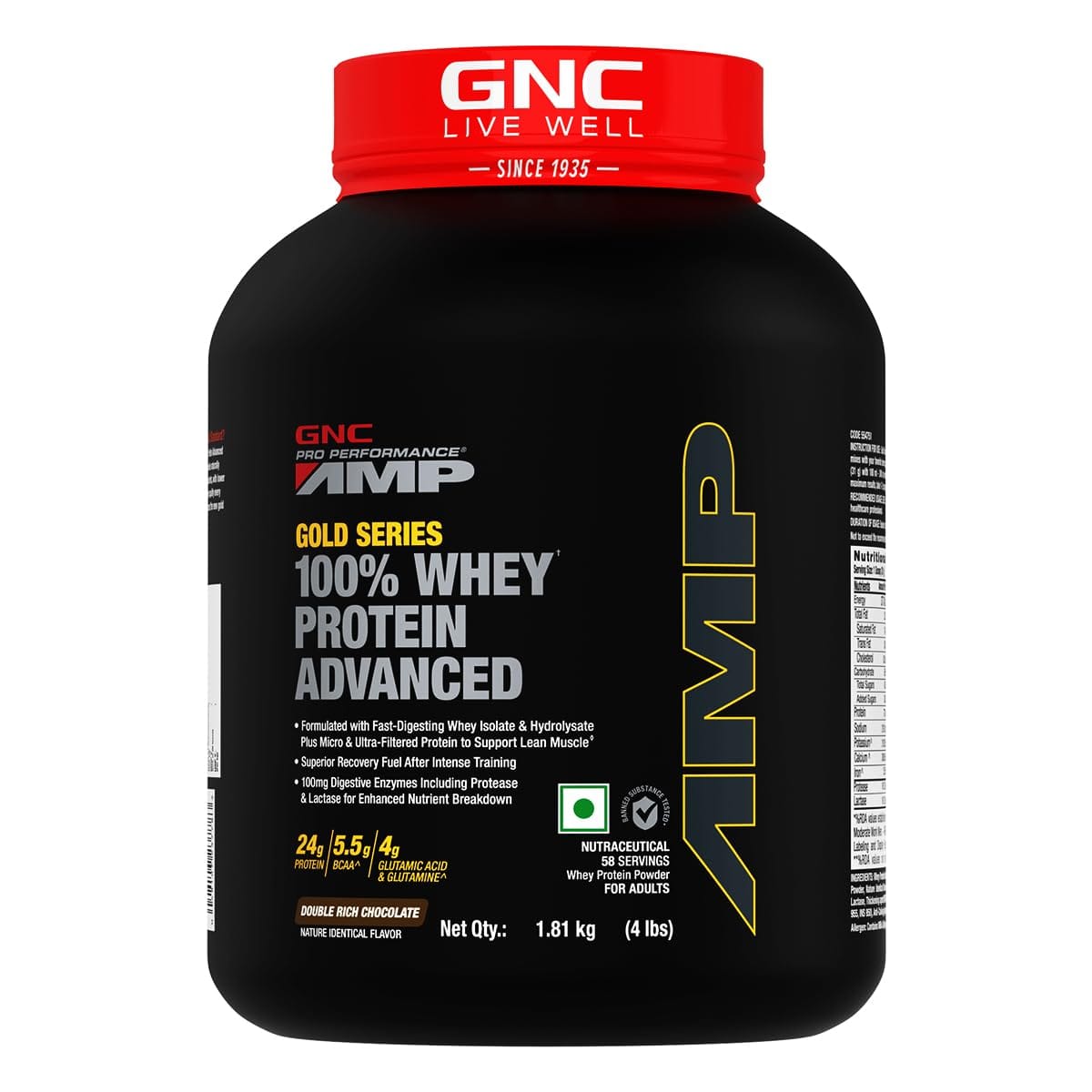 GNC AMP Gold Series 100% Whey Protein Advanced | Lean Muscle Gains | Advanced Fitness Performance | Formulated In USA | 24g Protein | 5.5g BCAA | 4...
GNC AMP Gold Series 100% Whey Protein Advanced | Lean Muscle Gains | Advanced Fitness Performance | Formulated In USA | 24g Protein | 5.5g BCAA | 4...