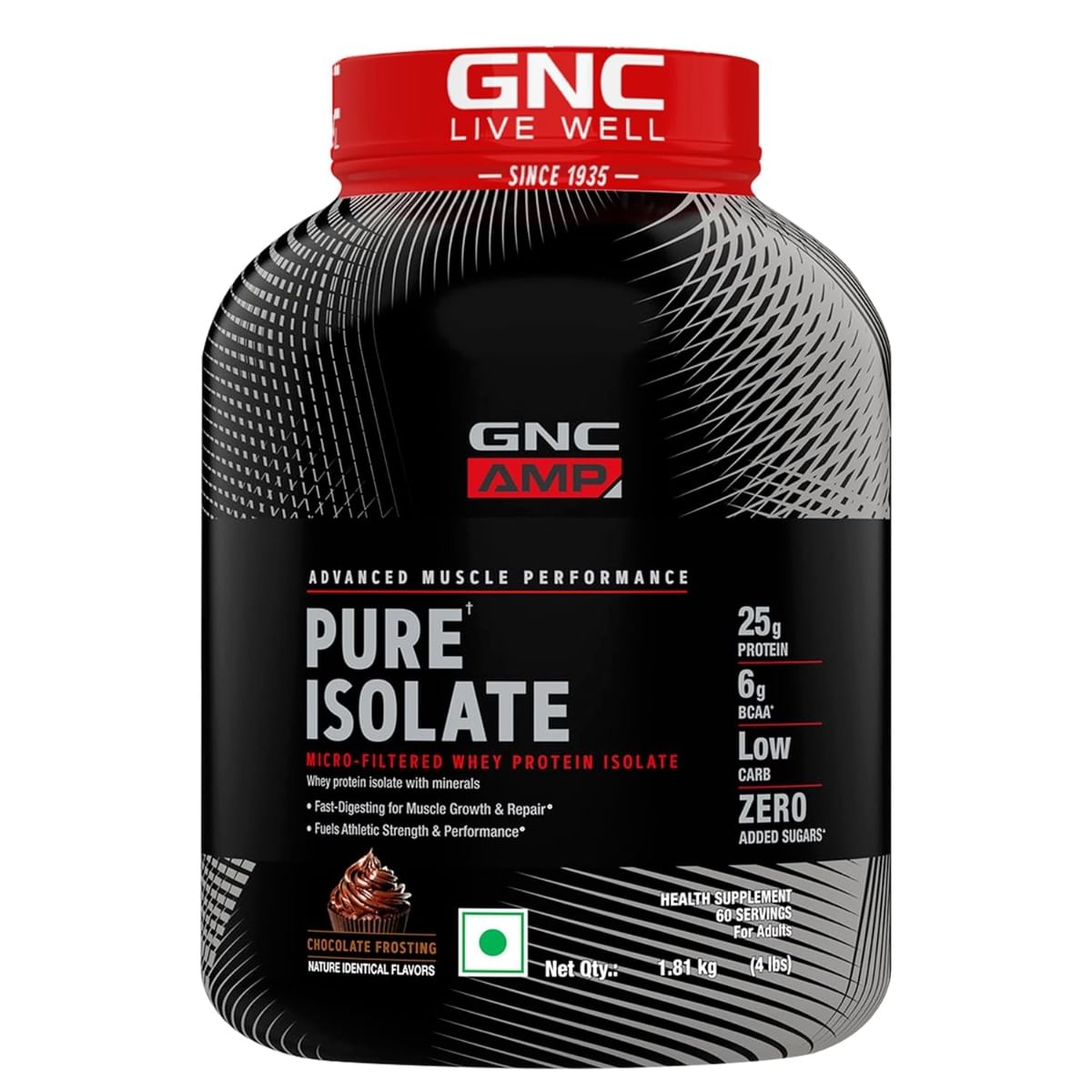GNC AMP PURE ISOLATE LOW CARB 4LBS | 60 SERVING | 25G PROTEIN | CHOCOLATE FROSTING |BUILDS LEAN MUSCLES | SPEEDS UP RECOVERY | INCREASES STRENGT
GNC AMP PURE ISOLATE LOW CARB 4LBS | 60 SERVING | 25G PROTEIN | CHOCOLATE FROSTING |BUILDS LEAN MUSCLES | SPEEDS UP RECOVERY | INCREASES STRENGT