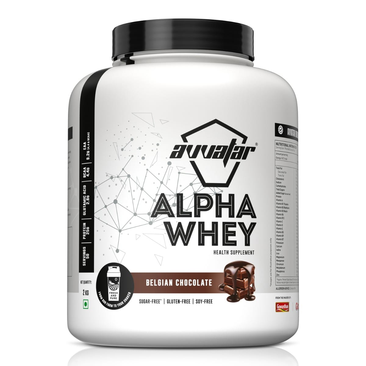 Avvatar Alpha Whey 2kg | Belgian Chocolate | 50 Servings | 25g Protein
Avvatar Alpha Whey 2kg | Belgian Chocolate | 50 Servings | 25g Protein