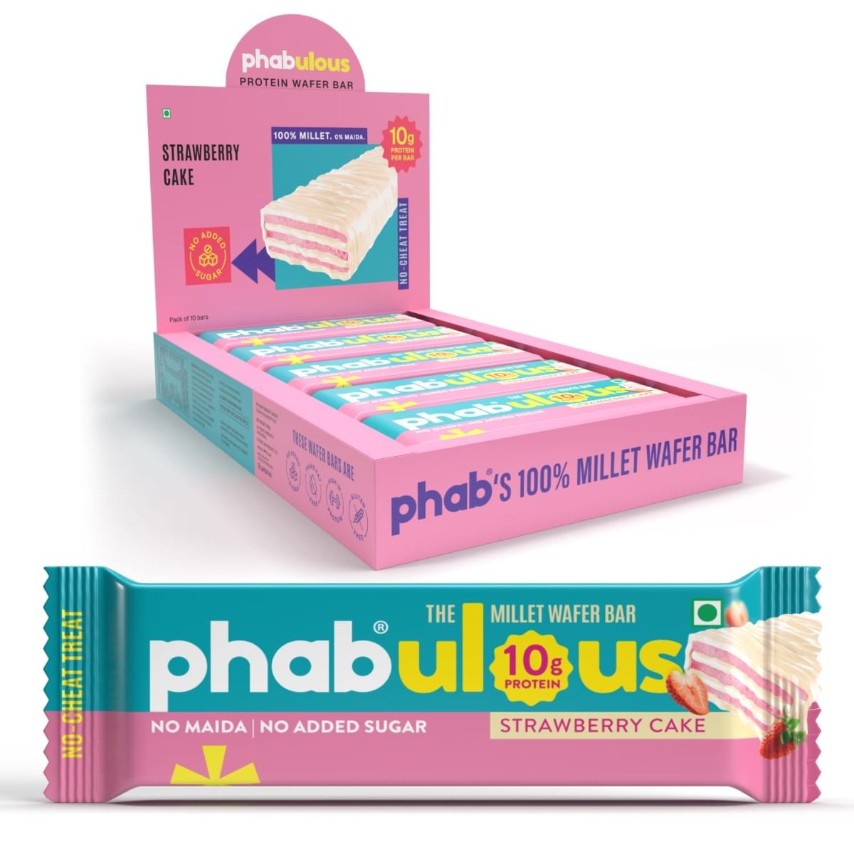 Phab Millet Wafers - Strawberry Cake | 10g Protein | 0 Sugar, No Maida, No Preservatives, No Trans Fat | Millet Goodness (Bajra) | Gluten-Free Heal...
Phab Millet Wafers - Strawberry Cake | 10g Protein | 0 Sugar, No Maida, No Preservatives, No Trans Fat | Millet Goodness (Bajra) | Gluten-Free Heal...