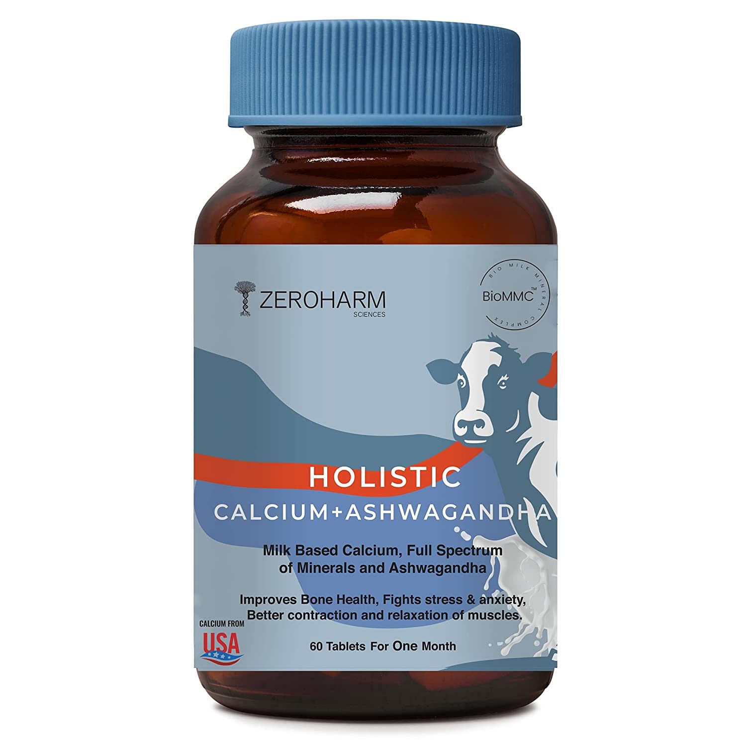 ZEROHARM Holistic Calcium & Aswagandha-Stress Relief, Joint, Bone Strength - 60 Tablets
ZEROHARM Holistic Calcium & Aswagandha-Stress Relief, Joint, Bone Strength - 60 Tablets