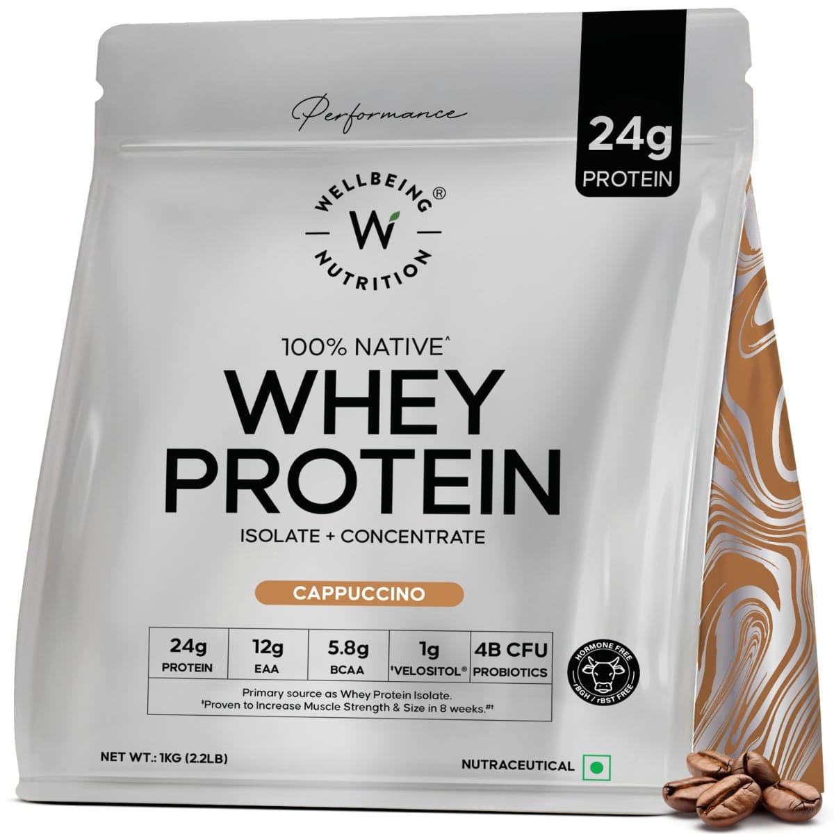 Wellbeing Nutrition Whey Protein Isolate + Concentrate (Cappuccino) | 24g Protein, 12g EAA, 5.8g BCAA | Clinically Proven 2x Muscle Protein Synthes...
Wellbeing Nutrition Whey Protein Isolate + Concentrate (Cappuccino) | 24g Protein, 12g EAA, 5.8g BCAA | Clinically Proven 2x Muscle Protein Synthes...