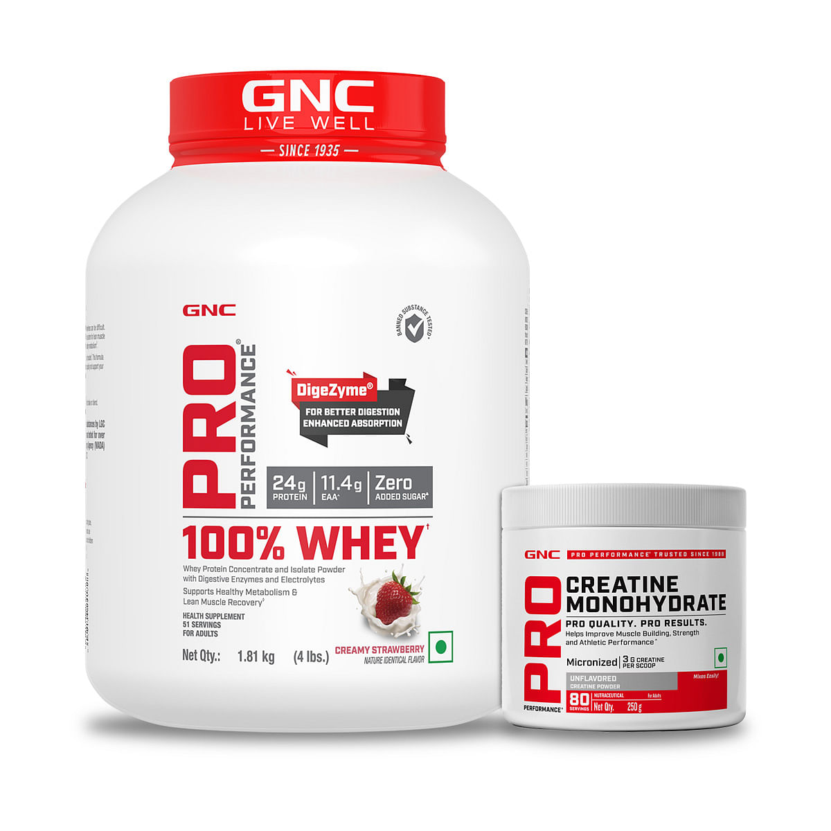 GNC Pro Performance 100% Whey Creamy Strawberry + Creatine Monohydrate Combo - Builds Lean Muscles | Promotes Faster Recovery | Boosts Athletic Per...
GNC Pro Performance 100% Whey Creamy Strawberry + Creatine Monohydrate Combo - Builds Lean Muscles | Promotes Faster Recovery | Boosts Athletic Per...