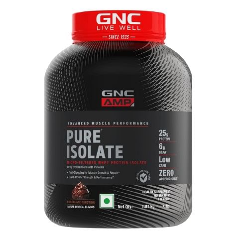 GNC AMP Pure Isolate Low Carb 4lbs | 60 Serving | 25g Protein | Chocolate Frosting |Builds Lean Muscles | Speeds Up Recovery | Increases Strengt
GNC AMP Pure Isolate Low Carb 4lbs | 60 Serving | 25g Protein | Chocolate Frosting |Builds Lean Muscles | Speeds Up Recovery | Increases Strengt