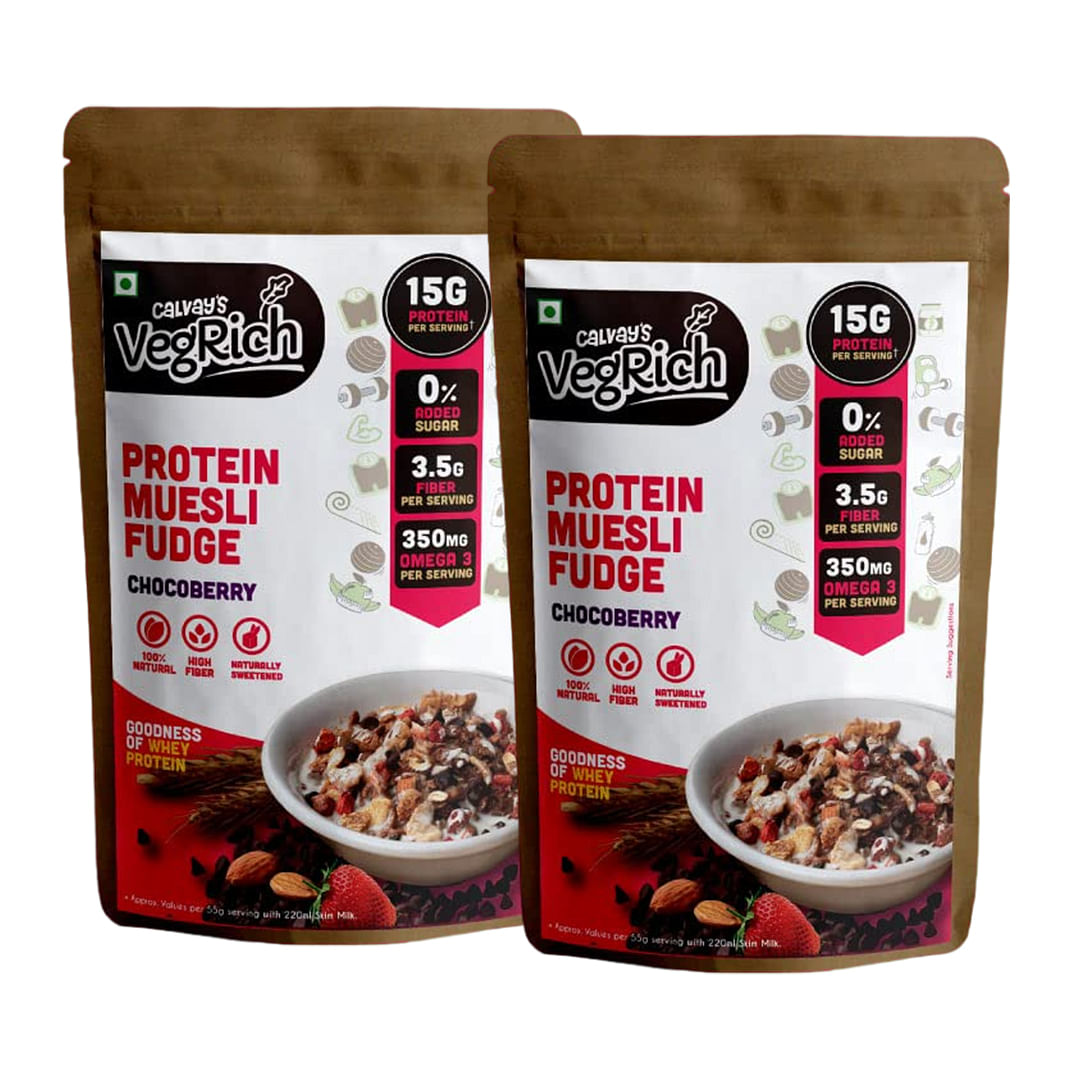 Calvay's VegRich Protein Breakfast Muesli Chocoberry | 15g Protein Added Whey Rich in Protein | Sweetened with Dates & not Sugar | High in Fiber & ...
Calvay's VegRich Protein Breakfast Muesli Chocoberry | 15g Protein Added Whey Rich in Protein | Sweetened with Dates & not Sugar | High in Fiber & ...