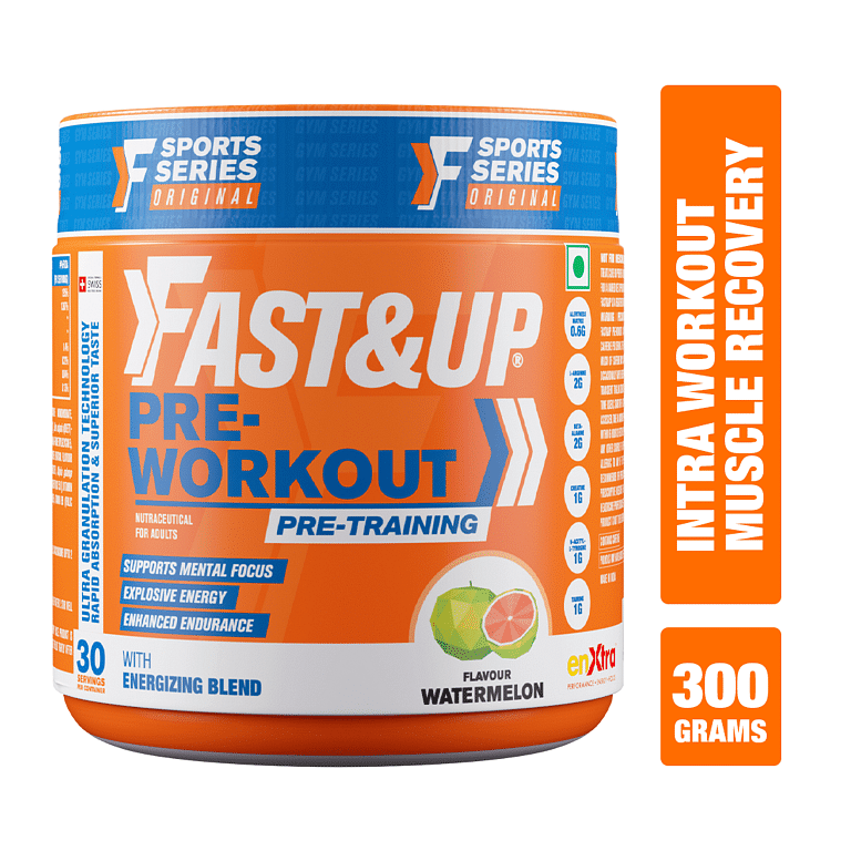 Fast&Up Pre-Workout Supplement (30 Servings, Watermelon Flavour) | Pre Workout Supplement For Men & Women with B-Alanine, Creatine, Taurine For Per...
Fast&Up Pre-Workout Supplement (30 Servings, Watermelon Flavour) | Pre Workout Supplement For Men & Women with B-Alanine, Creatine, Taurine For Per...