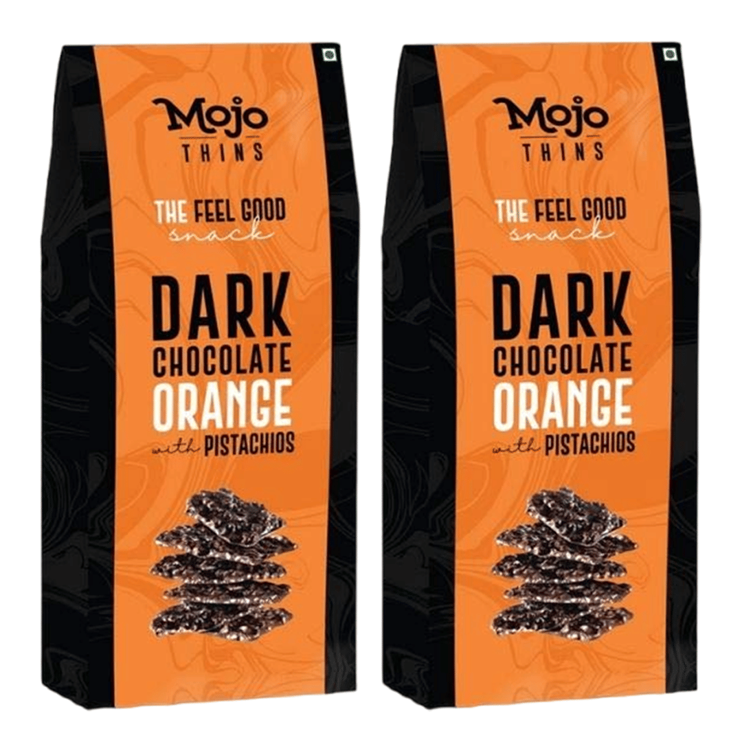 Mojo Bar Thins - 45% Dark Chocolate Orange with Pistachios (Vegan, Portion Controlled), 216 GM
Mojo Bar Thins - 45% Dark Chocolate Orange with Pistachios (Vegan, Portion Controlled), 216 GM