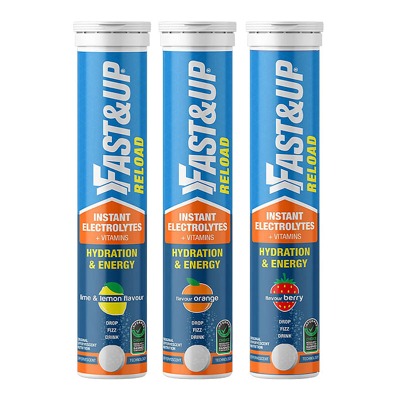 Fast&Up Reload electrolyte energy and hydration - sports drink - 20 effervescent tablets - Multi flavour
Fast&Up Reload electrolyte energy and hydration - sports drink - 20 effervescent tablets - Multi flavour