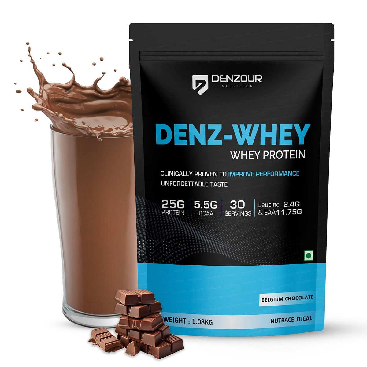 Denzour Nutrition Denz-Whey Protein with 25g Protein, 5.5g BCAA & 11.75g EAA for Muscle Support & Recovery - 1Kg, Belgium Chocolate
Denzour Nutrition Denz-Whey Protein with 25g Protein, 5.5g BCAA & 11.75g EAA for Muscle Support & Recovery - 1Kg, Belgium Chocolate