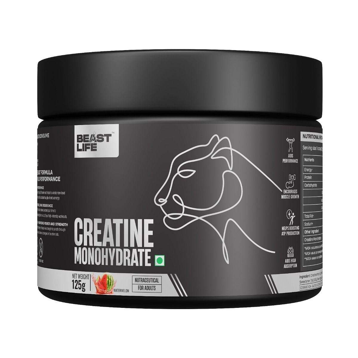 BeastLife Super Micronized Creatine Monohydrate Watermelon Flavour Powder 125g, 33 Serving, Premium Sports Nutrition | NABL Lab Tested | Rapid Abso...
BeastLife Super Micronized Creatine Monohydrate Watermelon Flavour Powder 125g, 33 Serving, Premium Sports Nutrition | NABL Lab Tested | Rapid Abso...