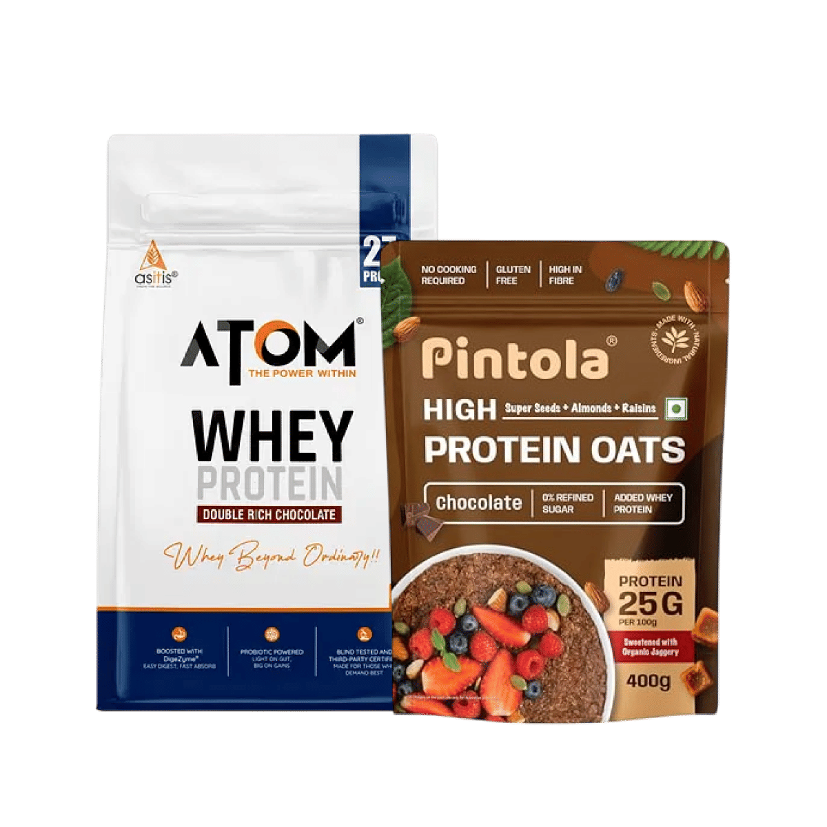 AS-IT-IS ATOM Whey Protein 1kg | Double rich chocolate | 27g protein | 5.7g BCAA | Digestive Enzymes+Pintola 25g High Protein Oats, Dark Chocolate,...
AS-IT-IS ATOM Whey Protein 1kg | Double rich chocolate | 27g protein | 5.7g BCAA | Digestive Enzymes+Pintola 25g High Protein Oats, Dark Chocolate,...