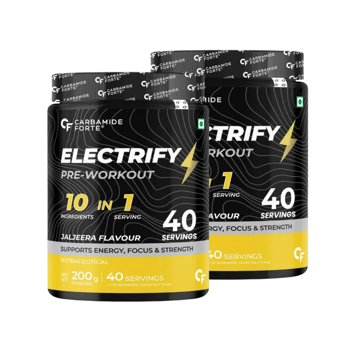 Carbamide Forte Pre-Workout Powder for Energy, Focus & Strength - 40 Servings - Jaljeera Flavour- 200g Pack of 2
Carbamide Forte Pre-Workout Powder for Energy, Focus & Strength - 40 Servings - Jaljeera Flavour- 200g Pack of 2