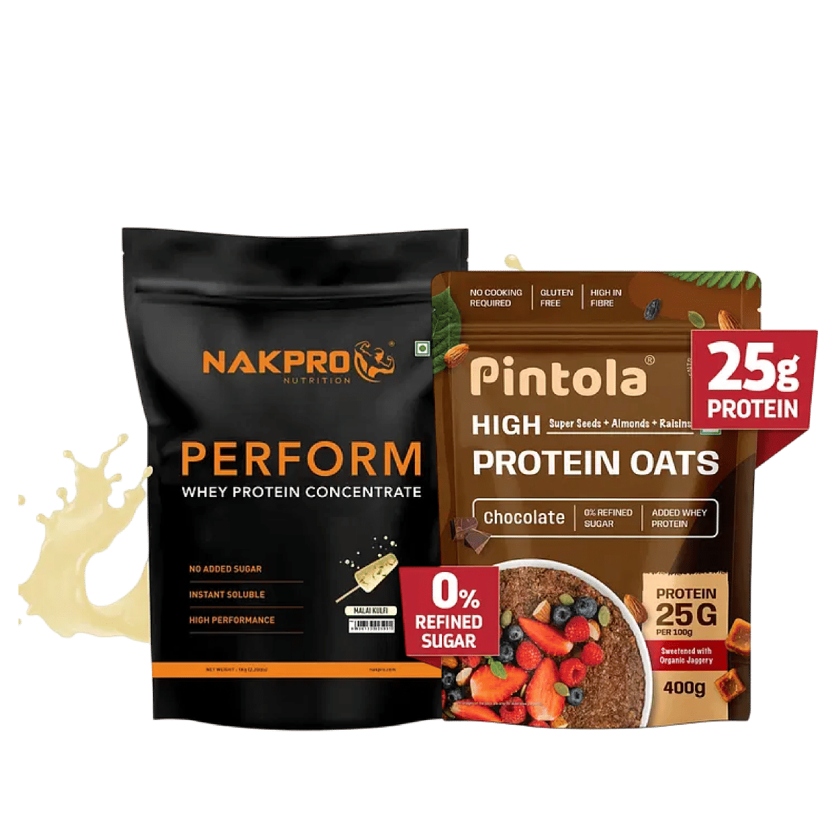 NAKPRO Perform Whey Protein Concentrate 1kg Malai Kulfi | 24g Protein, 5.3g BCAA | 100% Authentic |+Pintola 25g High Protein Oats, Dark Chocolate ...
NAKPRO Perform Whey Protein Concentrate 1kg Malai Kulfi | 24g Protein, 5.3g BCAA | 100% Authentic |+Pintola 25g High Protein Oats, Dark Chocolate ...