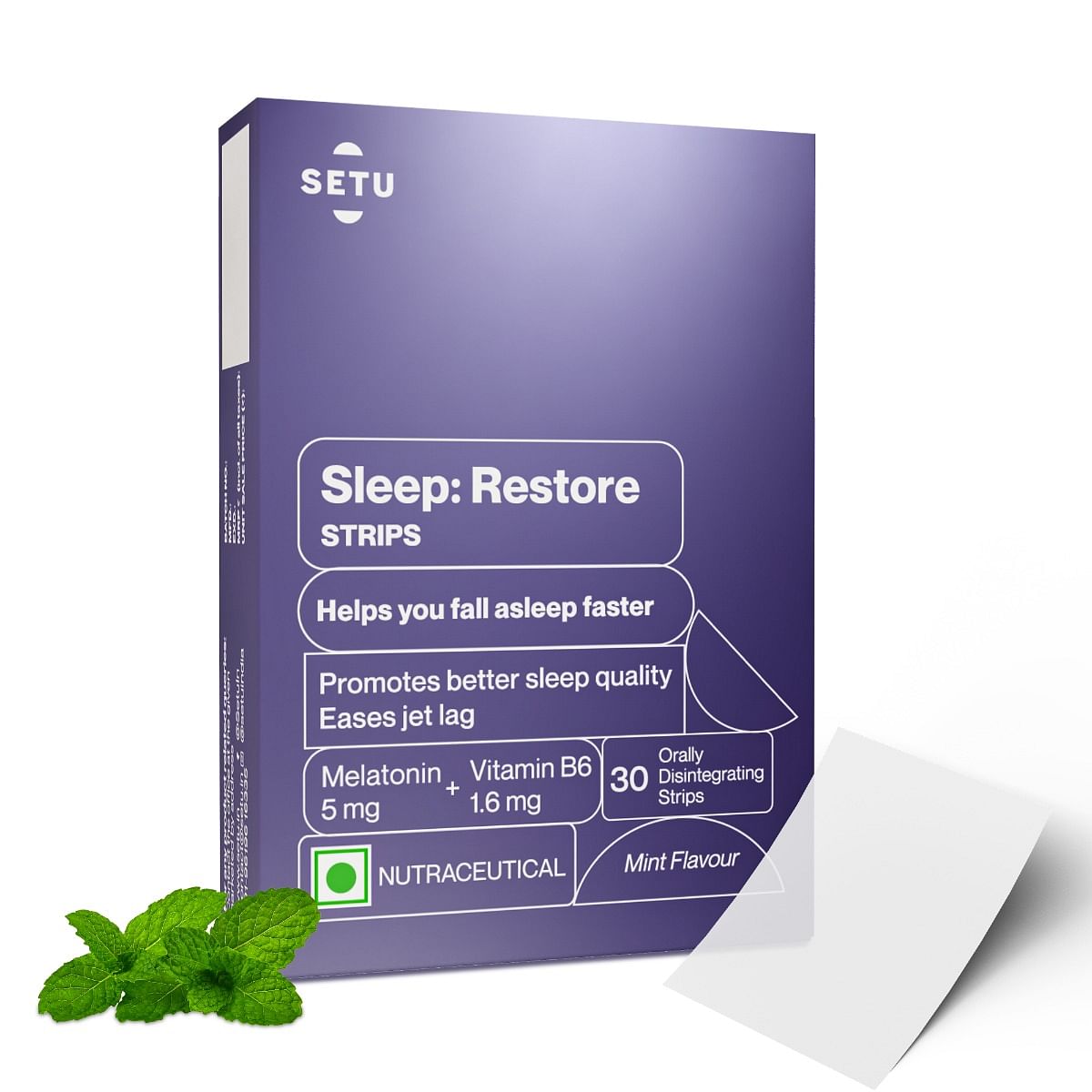 Setu Sleep Restore Melatonin 5mg - 30 Orally Dissolving Strips (Pack of 1) | Plant Based 5 mg Melatonin | Promotes Relaxation & Sleep, Eases Jet La...
Setu Sleep Restore Melatonin 5mg - 30 Orally Dissolving Strips (Pack of 1) | Plant Based 5 mg Melatonin | Promotes Relaxation & Sleep, Eases Jet La...