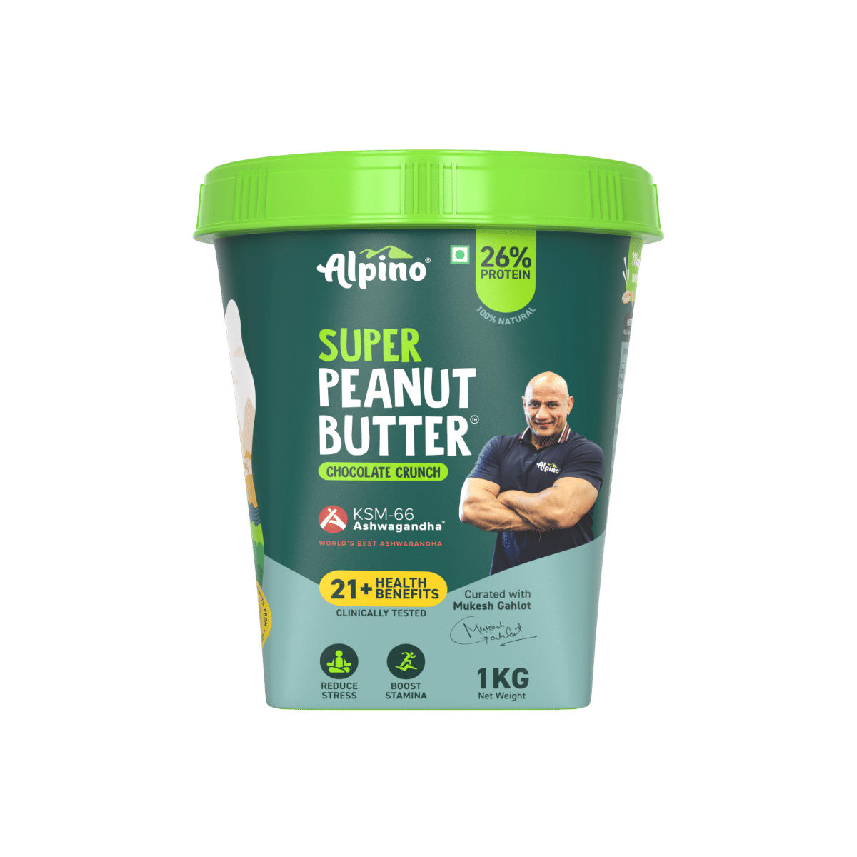 ALPINO 26g Protein Super Peanut Butter Chocolate with KSM-66 Ashwagandha Crunch 1kg - Curated by Mukesh Gahlot "Guruji" - Source of Healthy Fats & ...
ALPINO 26g Protein Super Peanut Butter Chocolate with KSM-66 Ashwagandha Crunch 1kg - Curated by Mukesh Gahlot "Guruji" - Source of Healthy Fats & ...