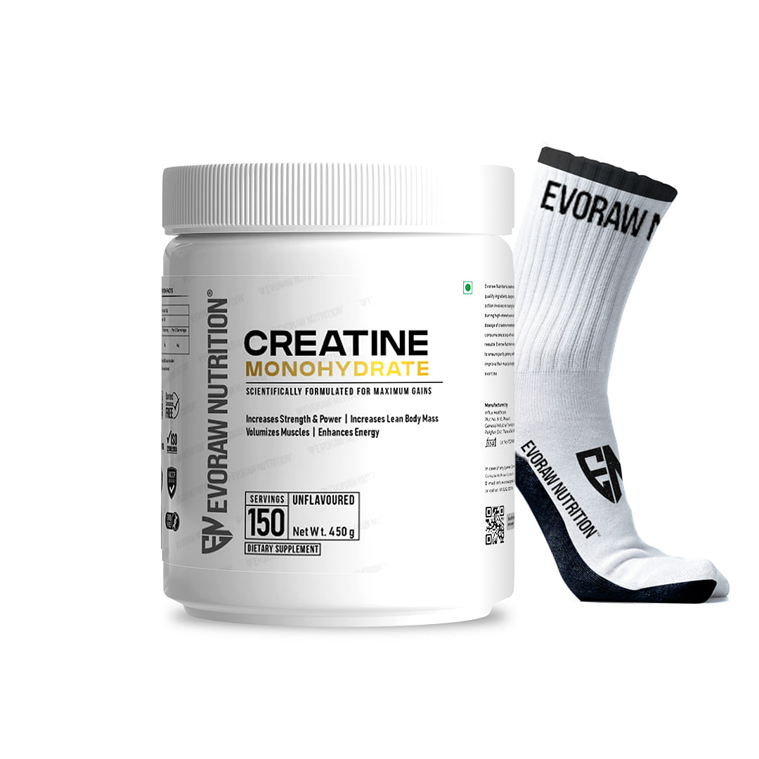 Evoraw Nutrition Creatine Mono (Unflavoured, 150 Servings) Formulated for Maximum Gains, 450g with Free Evoraw Dri-Fit Socks…
Evoraw Nutrition Creatine Mono (Unflavoured, 150 Servings) Formulated for Maximum Gains, 450g with Free Evoraw Dri-Fit Socks…