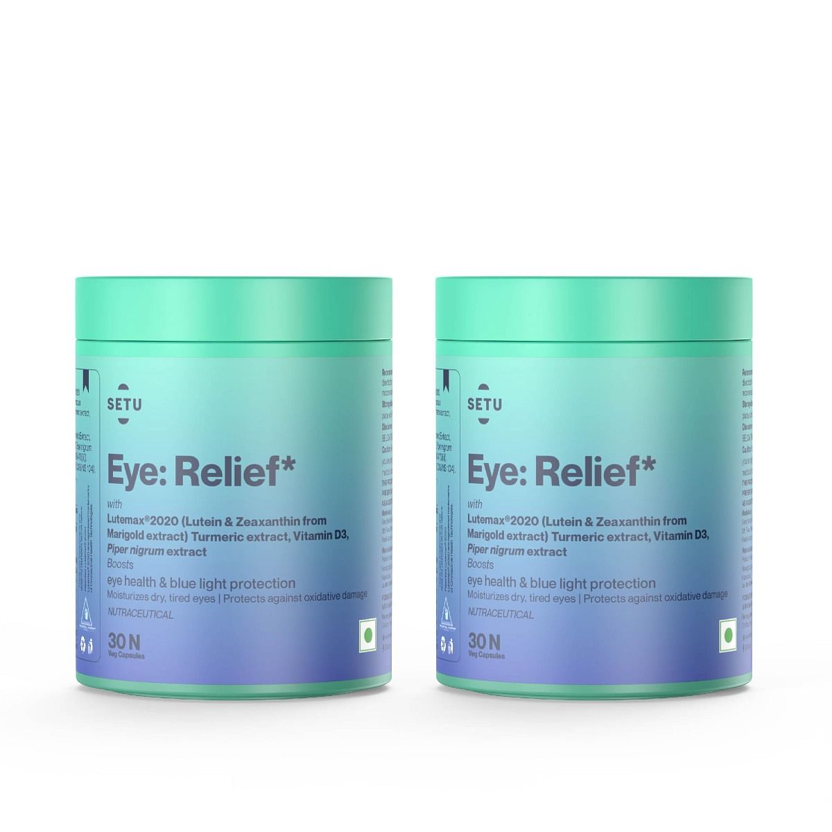 Setu Eye: Relief - 30 Capsule (Pack of 2) | Eye Vitamin Formula w/20mg Lutein, 4mg Zeaxanthin, Curcumin & Vitamin D3 for Blue Light Defense, Max Ab...
Setu Eye: Relief - 30 Capsule (Pack of 2) | Eye Vitamin Formula w/20mg Lutein, 4mg Zeaxanthin, Curcumin & Vitamin D3 for Blue Light Defense, Max Ab...