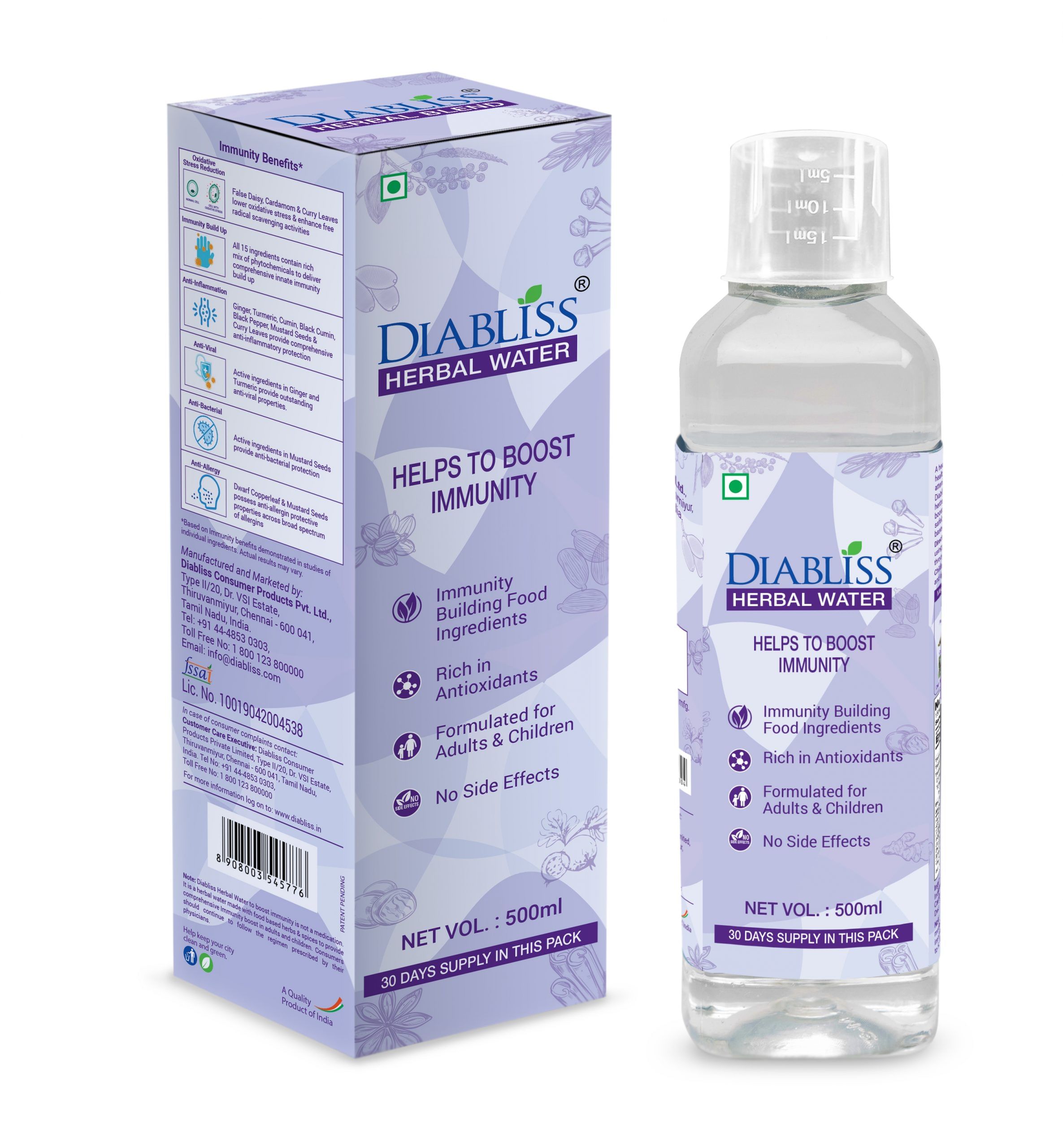 Diabliss Herbal Water to Boost Immunity, Tested among Adults & Children with 100% Effectiveness, Compatible with Milk for Children
Diabliss Herbal Water to Boost Immunity, Tested among Adults & Children with 100% Effectiveness, Compatible with Milk for Children