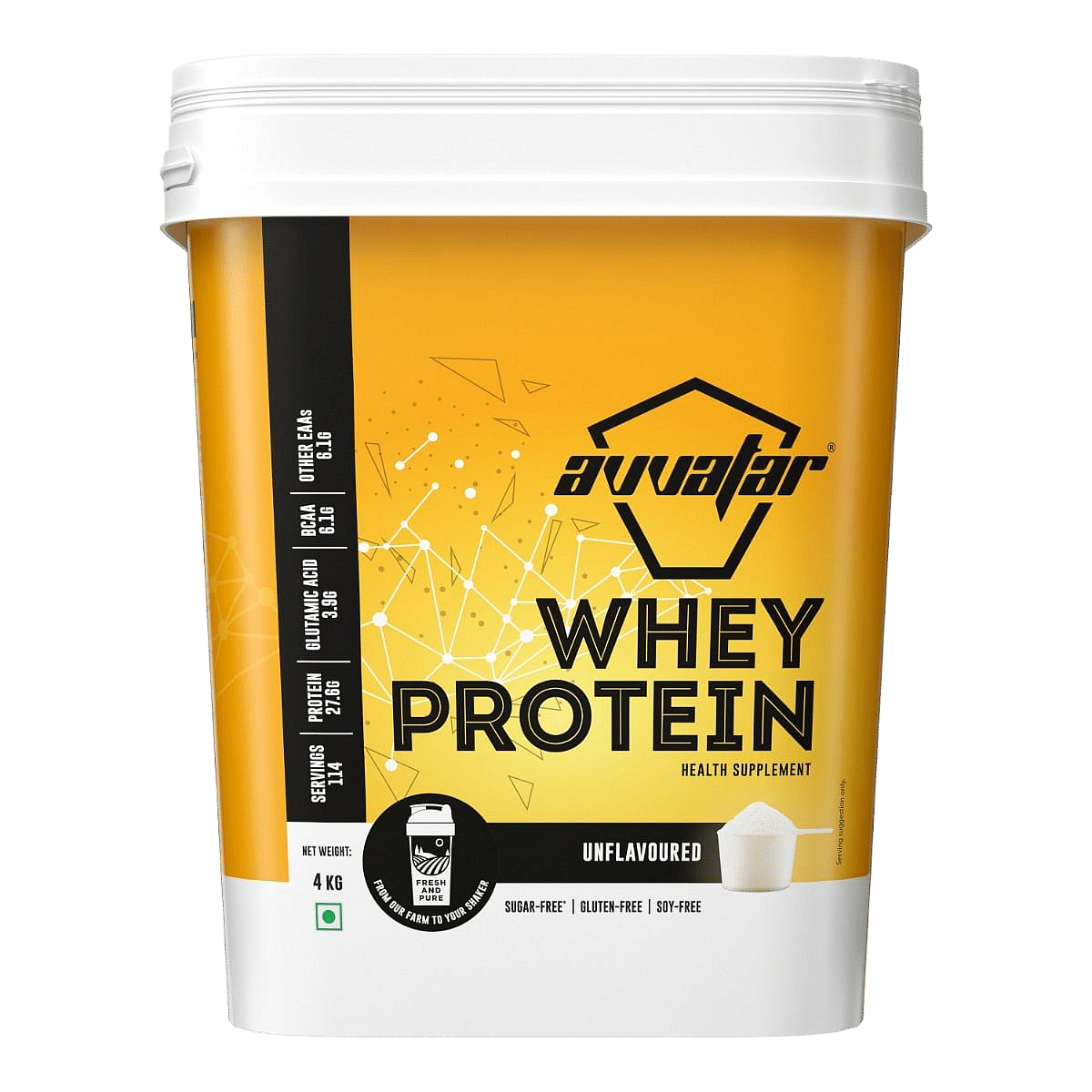 Avvatar Whey Protein 4kg | Unflavoured | 114 Servings | 27.6g Protein | Sugar free | Gluten free | Soy free
Avvatar Whey Protein 4kg | Unflavoured | 114 Servings | 27.6g Protein | Sugar free | Gluten free | Soy free