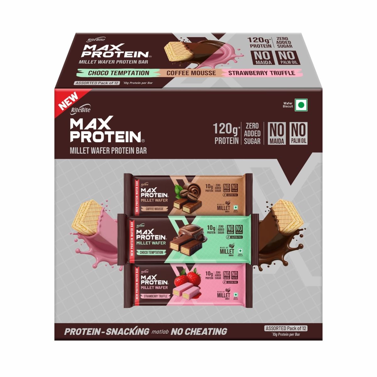 RiteBite Max Protein Wafer Bars with Millets, All Flavors (Pack of 12), 10g Protein, No Maida, No Palm Oil, Zero Added Sugar, Healthy Wafer Snack, ...
RiteBite Max Protein Wafer Bars with Millets, All Flavors (Pack of 12), 10g Protein, No Maida, No Palm Oil, Zero Added Sugar, Healthy Wafer Snack, ...