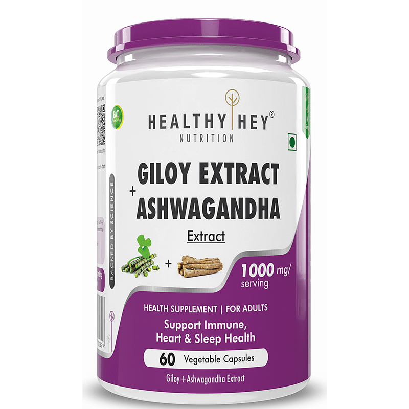 Healthyhey Nutrition Giloy Extract plus Ashwagandha Extract - Support Immunity - 500 mg - 60 veg. capsules
Healthyhey Nutrition Giloy Extract plus Ashwagandha Extract - Support Immunity - 500 mg - 60 veg. capsules