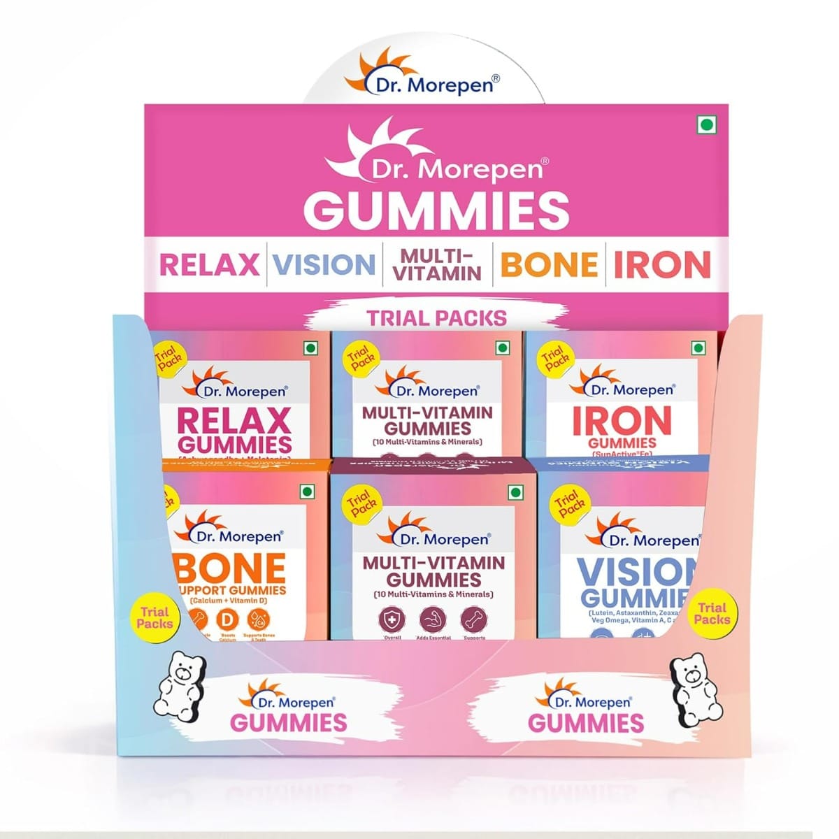 Dr. Morepen Gummies Trial Pack Combo – Relax, Vision, Multivitamin, Bone & Iron Flavour Gummies | Assorted Gummies Trial Packs for Daily Nutrition
Dr. Morepen Gummies Trial Pack Combo – Relax, Vision, Multivitamin, Bone & Iron Flavour Gummies | Assorted Gummies Trial Packs for Daily Nutrition