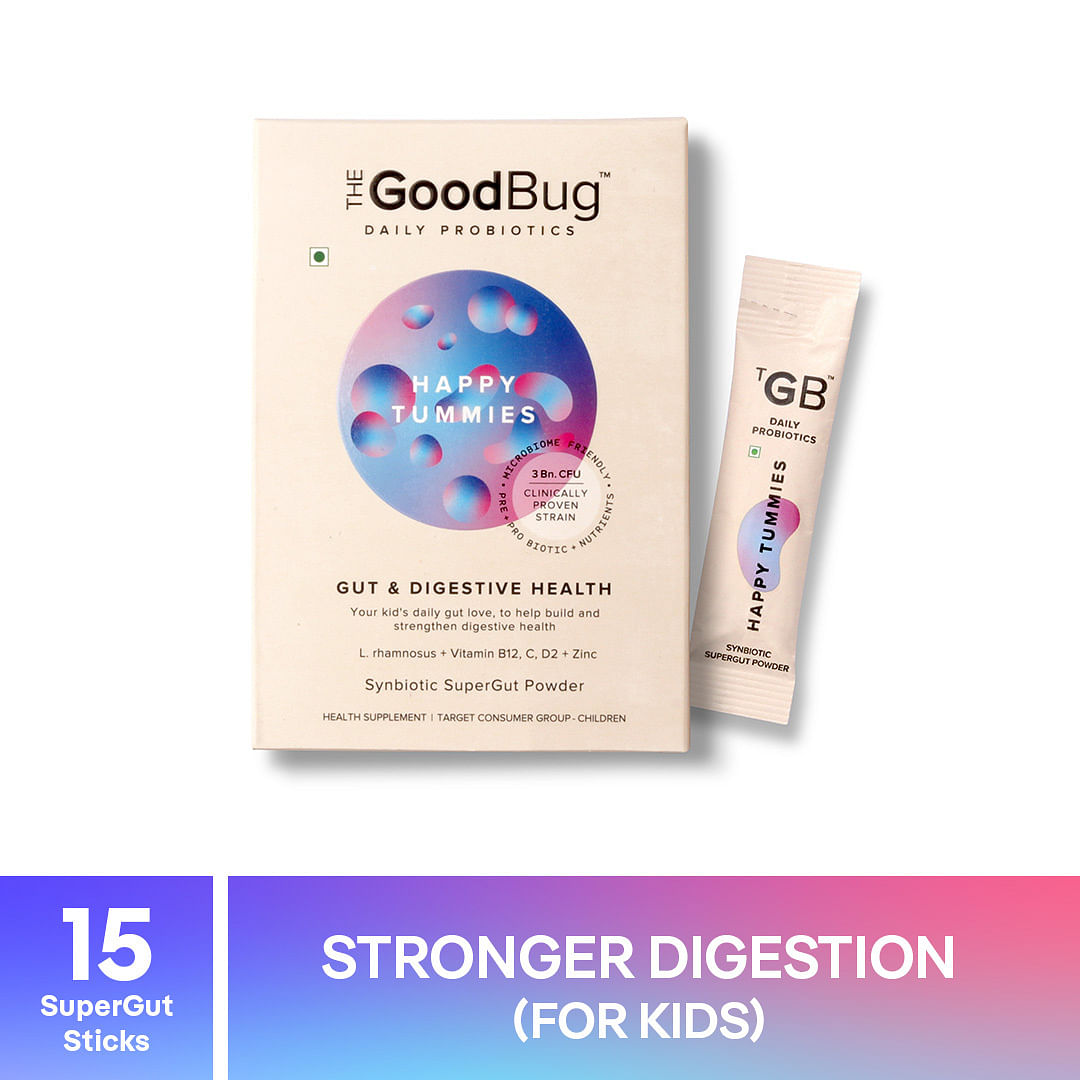 The Good Bug Happy Tummies SuperGut Powder for Healthy Digestion | Immunity Booster Pre & Probiotic Supplement for Kids |15 Days Pack
The Good Bug Happy Tummies SuperGut Powder for Healthy Digestion | Immunity Booster Pre & Probiotic Supplement for Kids |15 Days Pack