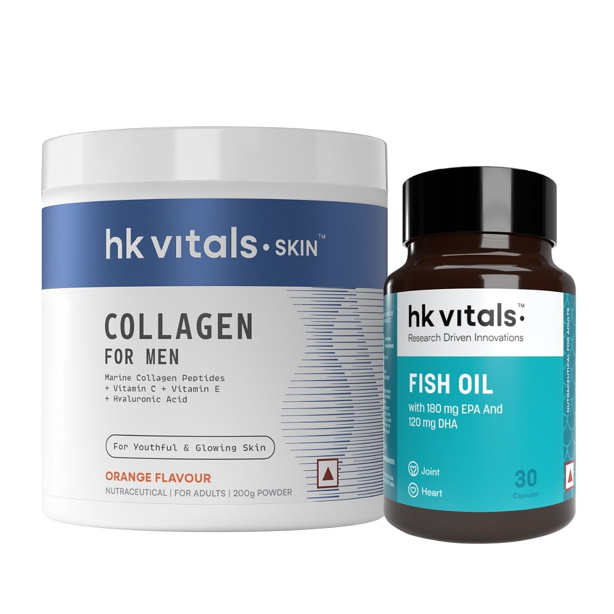 HK Vitals Marine Collagen for Men Supplement (Orange, 200g) with Fish Oil (30 Capsules)| Vitamin C, E, Sodium Hyaluronate | For Youthful & Glowing ...
HK Vitals Marine Collagen for Men Supplement (Orange, 200g) with Fish Oil (30 Capsules)| Vitamin C, E, Sodium Hyaluronate | For Youthful & Glowing ...