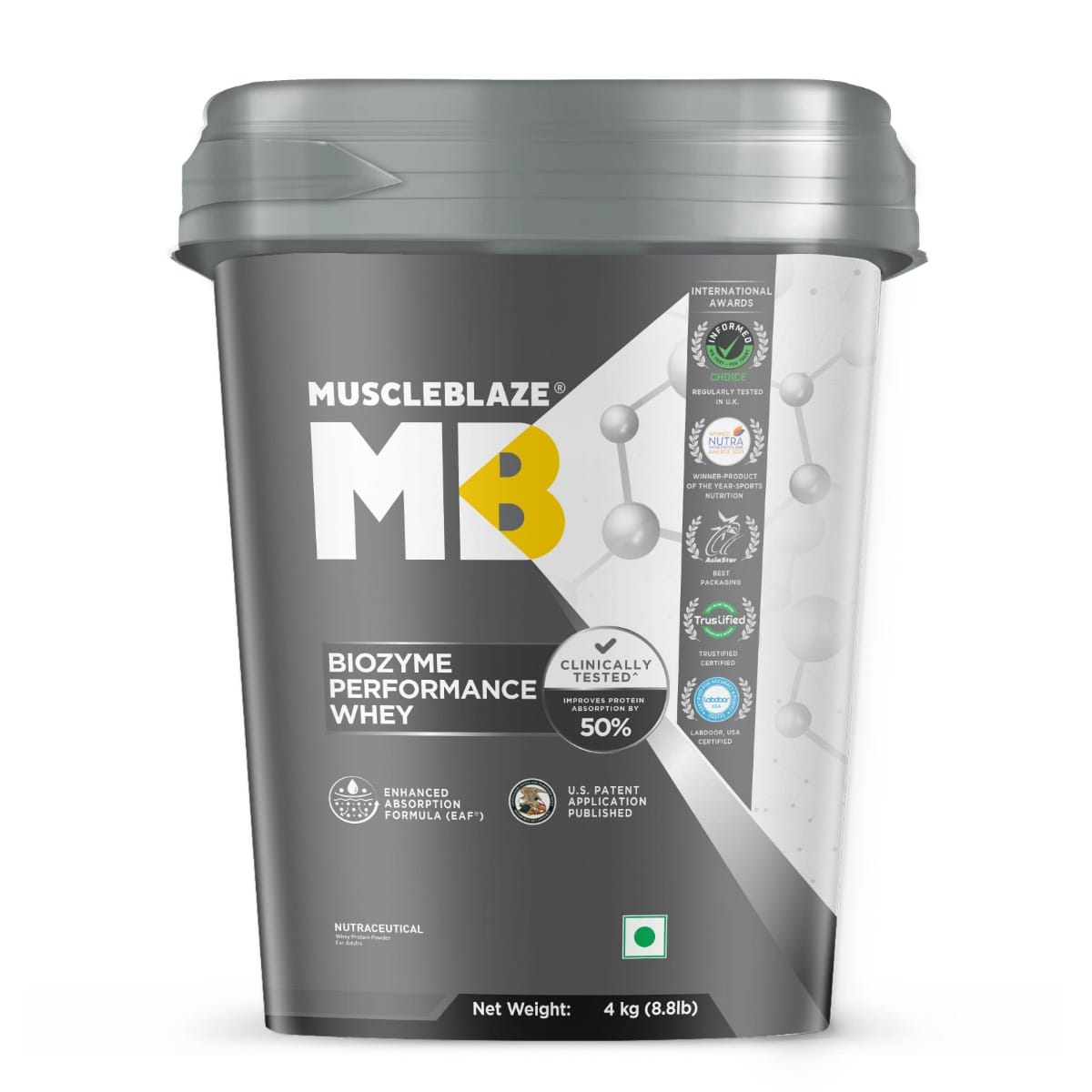 MuscleBlaze Biozyme Performance Whey Protein, Labdoor USA Certified (Magical Mango, 4 kg / 8.8 lb, 111 Servings)
MuscleBlaze Biozyme Performance Whey Protein, Labdoor USA Certified (Magical Mango, 4 kg / 8.8 lb, 111 Servings)