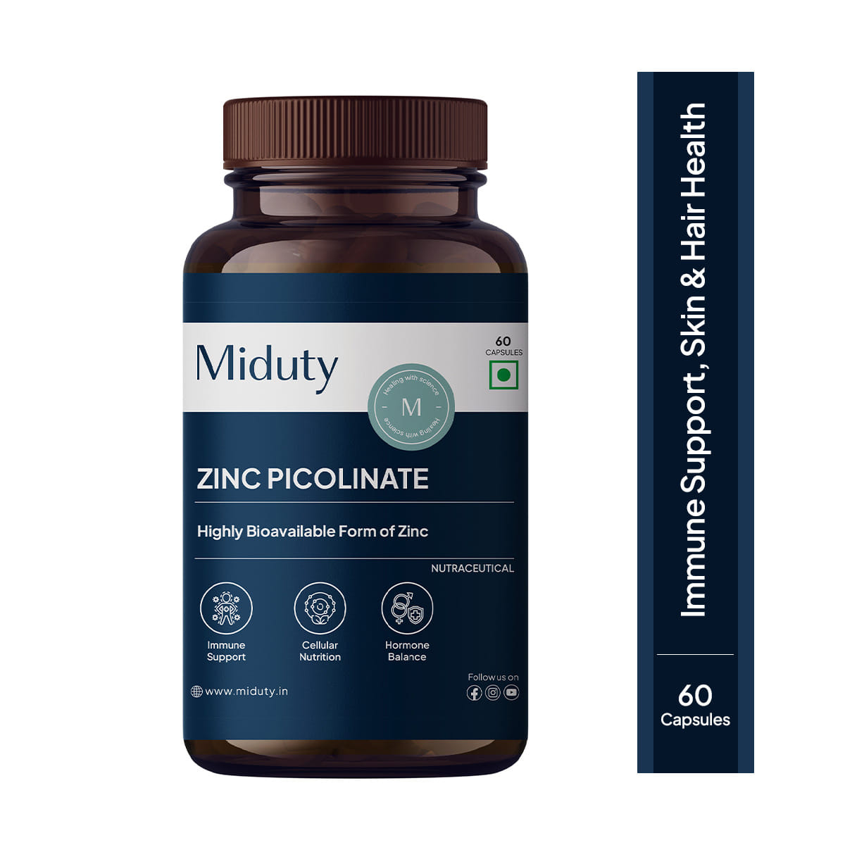 Miduty Zinc Picolinate 50mg – High Absorption Zinc for Immune, Skin & Hair Health – 60 Capsules
Miduty Zinc Picolinate 50mg – High Absorption Zinc for Immune, Skin & Hair Health – 60 Capsules