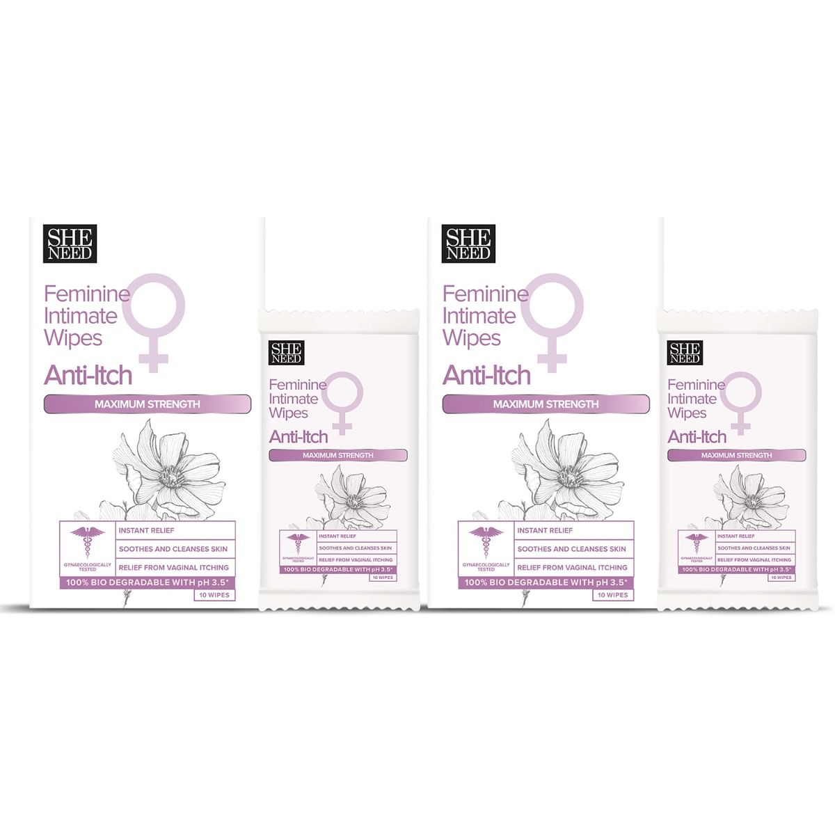 SHENEED Feminine Intimate Anti -itch wipes with maximum strength 10N (pack of 2) for all skin types|instant relief from itching|relief from irritat...
SHENEED Feminine Intimate Anti -itch wipes with maximum strength 10N (pack of 2) for all skin types|instant relief from itching|relief from irritat...