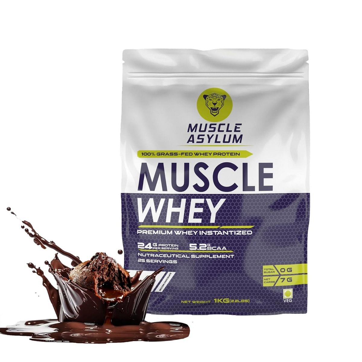 Muscle Asylum Premium Whey Protein 1kg l 24g Protein/Serving For Muscle Building & Recovery, 25 Servings (1kg, Molten Chocolate) - Bag
Muscle Asylum Premium Whey Protein 1kg l 24g Protein/Serving For Muscle Building & Recovery, 25 Servings (1kg, Molten Chocolate) - Bag