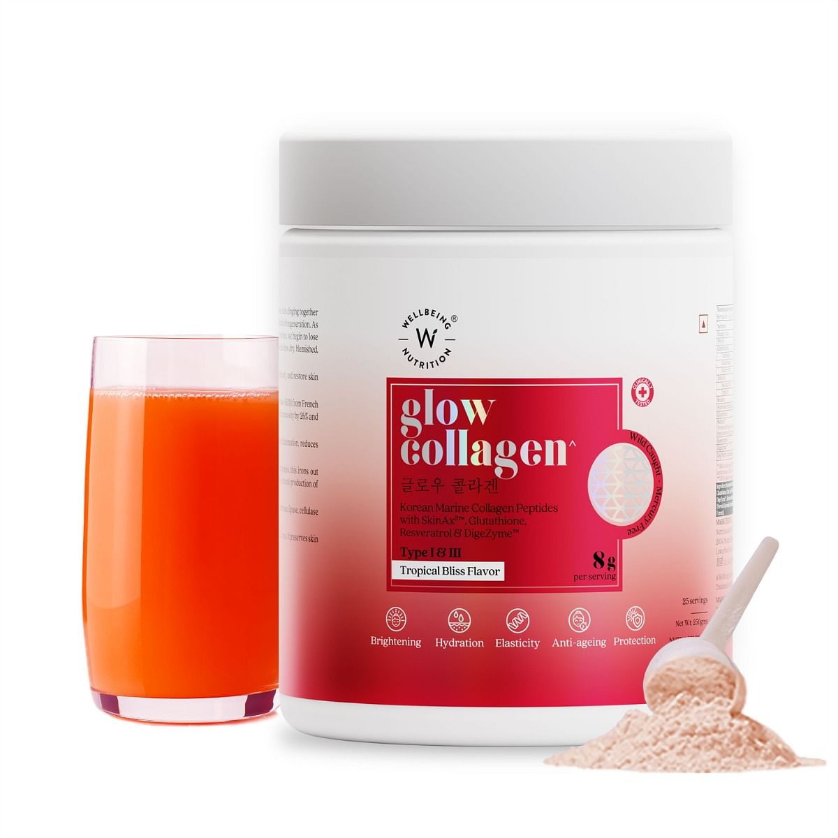 Wellbeing Nutrition Glow Collagen 250g | 25 Serving | Tropical Bliss Flavor | Anti Aging | Hydration
Wellbeing Nutrition Glow Collagen 250g | 25 Serving | Tropical Bliss Flavor | Anti Aging | Hydration