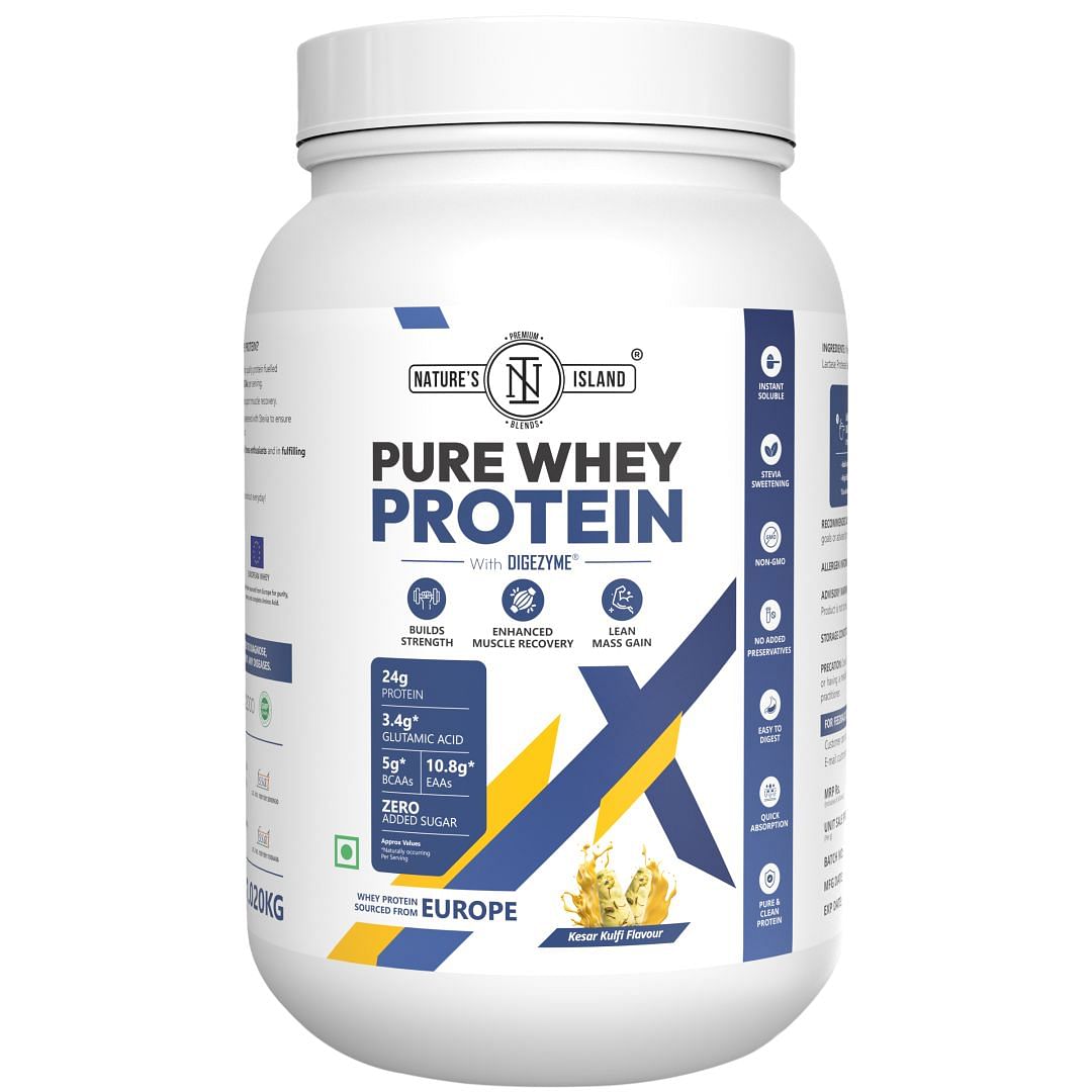 Natures Island Pure Whey Protein With Digezyme®, European Whey, High Absorption, No Sugar, No Sucralose, No Thickener, No Protein Spiking - 24G Pro...
Natures Island Pure Whey Protein With Digezyme®, European Whey, High Absorption, No Sugar, No Sucralose, No Thickener, No Protein Spiking - 24G Pro...