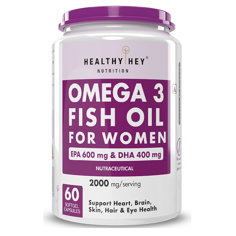 HealthyHey Nutrition Omega 3 Fish Oil for Women - 2000 Mg/serving - 60 Softgel Capsules (600 EPA & 400 DHA)
HealthyHey Nutrition Omega 3 Fish Oil for Women - 2000 Mg/serving - 60 Softgel Capsules (600 EPA & 400 DHA)