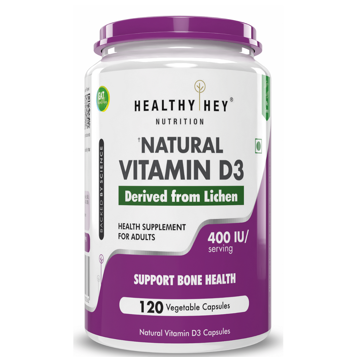 HealthyHey Vegan Vitamin D3 - Natural Plant Based - Non GMO - Gluten Free - 400 IU 120 Veg Capsules
HealthyHey Vegan Vitamin D3 - Natural Plant Based - Non GMO - Gluten Free - 400 IU 120 Veg Capsules