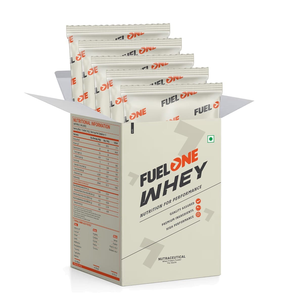 FUELONE Whey Protein (Rich Chocolate, 200g) | 24g Protein (Pack of 5)
FUELONE Whey Protein (Rich Chocolate, 200g) | 24g Protein (Pack of 5)