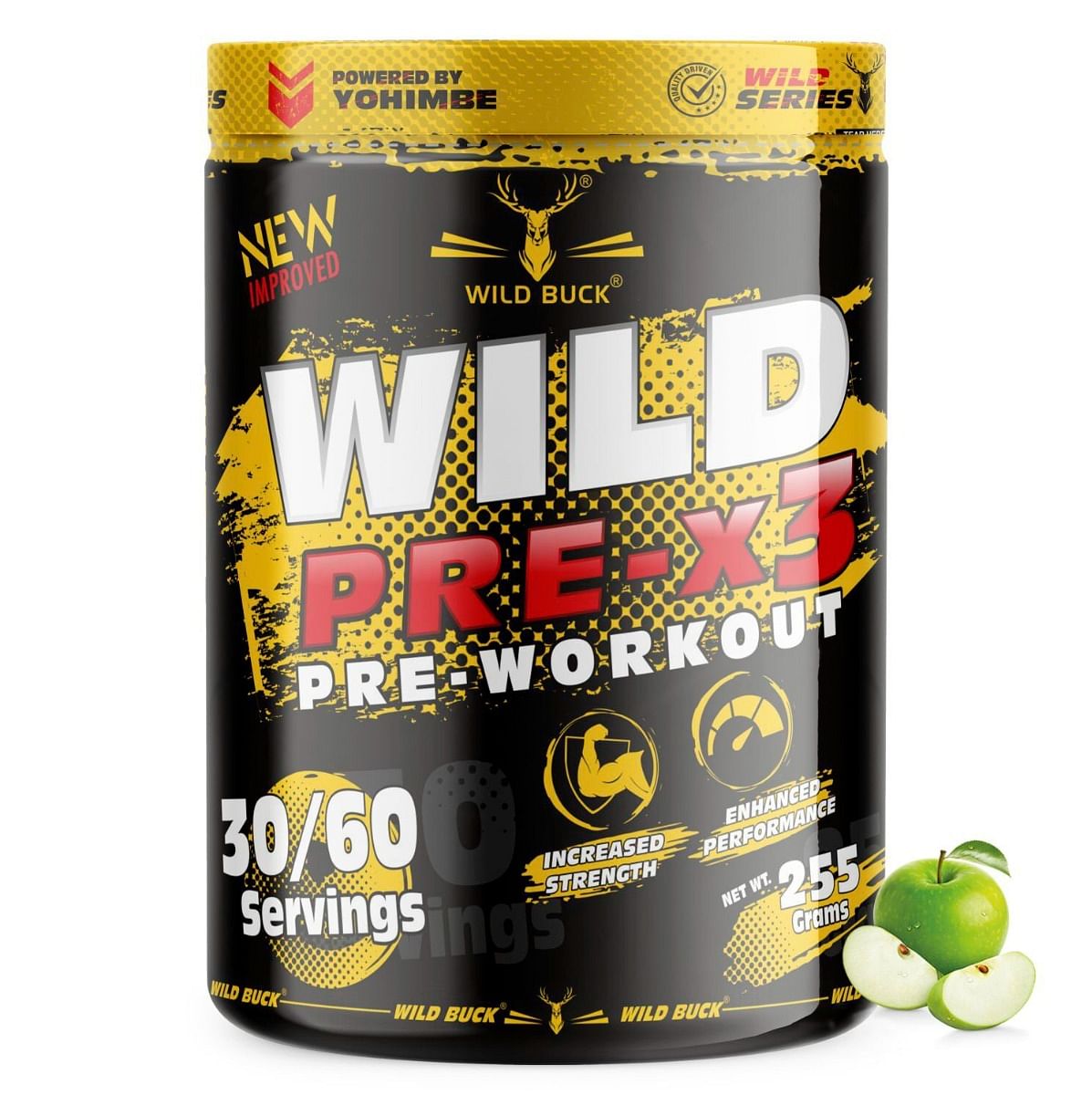 WILD BUCK Wild Pre-X3 Hardcore Pre-Workout Supplement with Creatine Monohydrate(255gm,Green Apple)
WILD BUCK Wild Pre-X3 Hardcore Pre-Workout Supplement with Creatine Monohydrate(255gm,Green Apple)