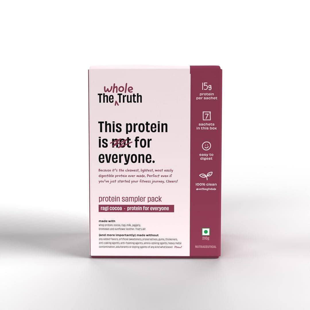 The Whole Truth Protein For Everyone | Beginners Protein Powder | Ragi Cocoa Sample (7 Sachets) | 15g Protein/Pack | Clean, Light & Easy to Digest ...
The Whole Truth Protein For Everyone | Beginners Protein Powder | Ragi Cocoa Sample (7 Sachets) | 15g Protein/Pack | Clean, Light & Easy to Digest ...