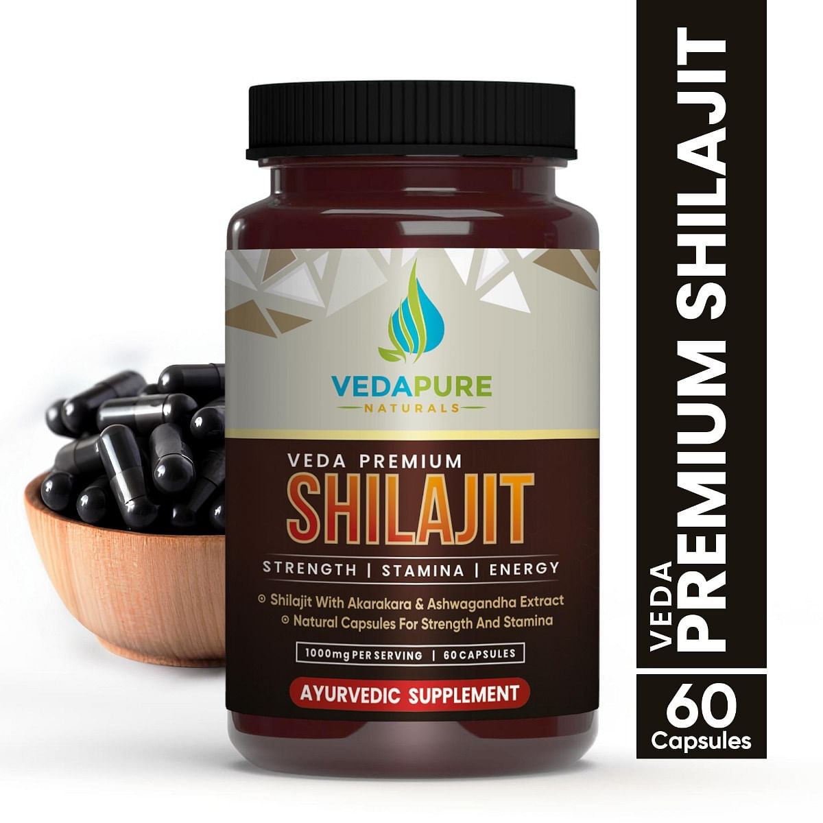 VEDAPURE Veda Premium Shilajit Capsule with Safed Musli, Ashwagandha Extract For Men 1000mg/Serving 60 Veg Capsule (Pack of 1)
VEDAPURE Veda Premium Shilajit Capsule with Safed Musli, Ashwagandha Extract For Men 1000mg/Serving 60 Veg Capsule (Pack of 1)