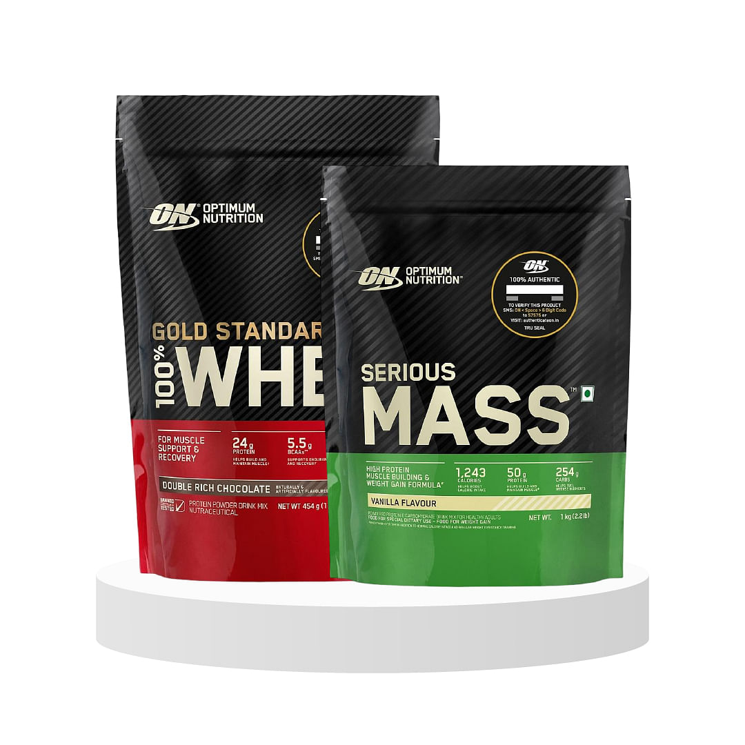 ON Serious Mass High Protein Weight Gain Powder(Veg)-1kg (Vanilla) & Optimum Nutrition (ON) Gold Standard 100% Whey Protein Powder 1 lbs, 454 g (Do...
ON Serious Mass High Protein Weight Gain Powder(Veg)-1kg (Vanilla) & Optimum Nutrition (ON) Gold Standard 100% Whey Protein Powder 1 lbs, 454 g (Do...
