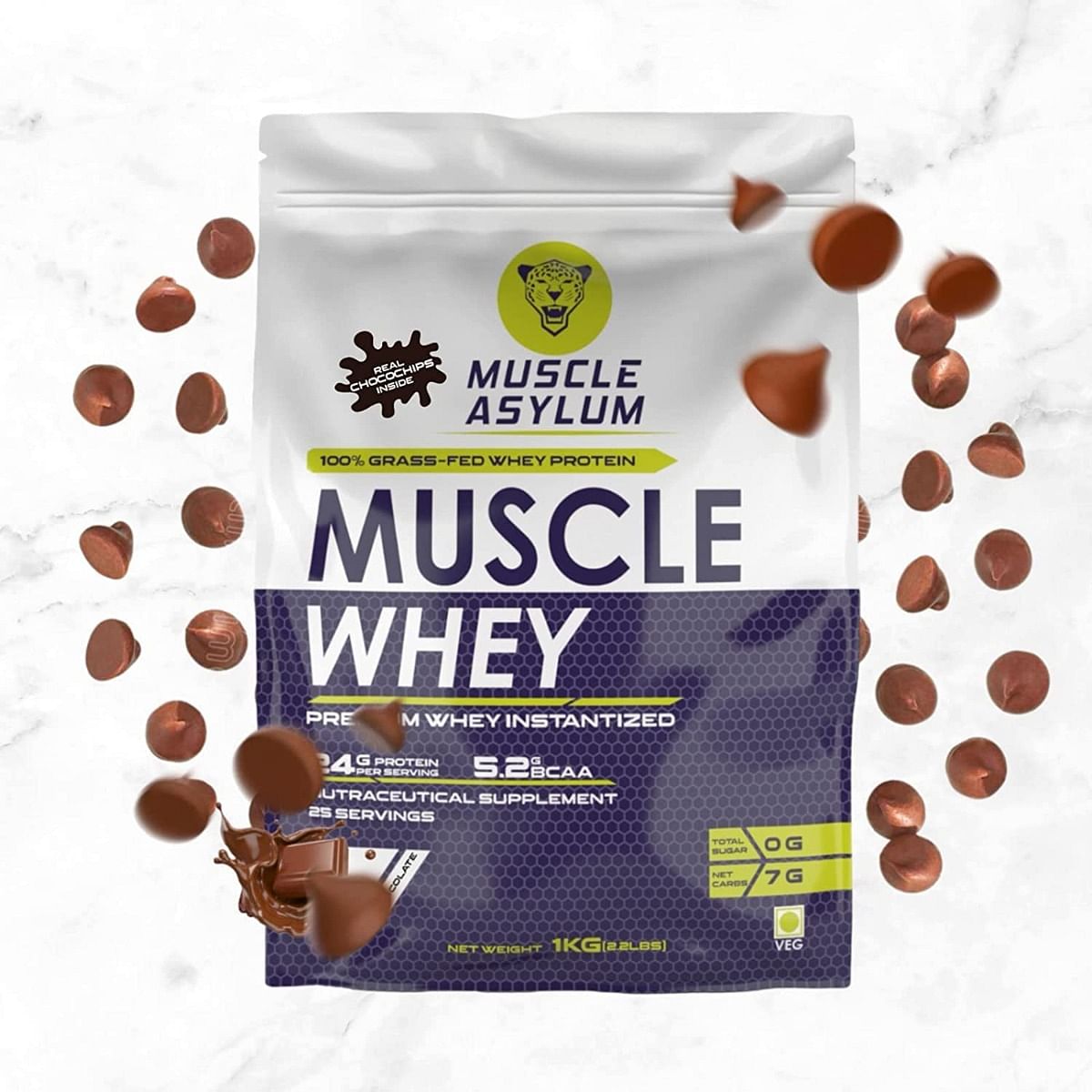 Muscle Asylum Premium 100% Whey Protein 24g Protein, 5.2g Bcaa For Muscle Building & Recovery, 25 Servings (Chocolate with Real Chocochips Inside)...
Muscle Asylum Premium 100% Whey Protein 24g Protein, 5.2g Bcaa For Muscle Building & Recovery, 25 Servings (Chocolate with Real Chocochips Inside)...