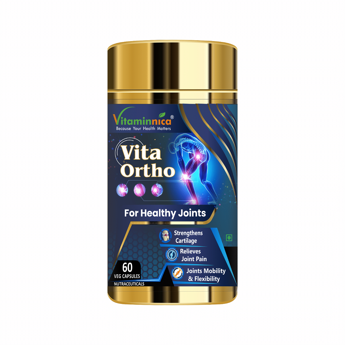 Vitaminnica Vita Ortho For Healthy Joints | Strengthens Cartilage, Relieves Joint Pain & Joints Mobility & Flexibility | 60 Veg Capsules
Vitaminnica Vita Ortho For Healthy Joints | Strengthens Cartilage, Relieves Joint Pain & Joints Mobility & Flexibility | 60 Veg Capsules