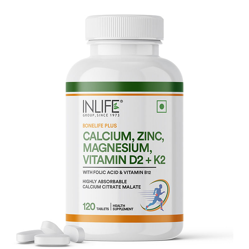 INLIFE Calcium Magnesium Zinc Vitamin D K2 Folic Acid & B12 Veg Tablets, Bone & Joint Support Supplement | Calcium Supplement for Women Men - 120 T...
INLIFE Calcium Magnesium Zinc Vitamin D K2 Folic Acid & B12 Veg Tablets, Bone & Joint Support Supplement | Calcium Supplement for Women Men - 120 T...